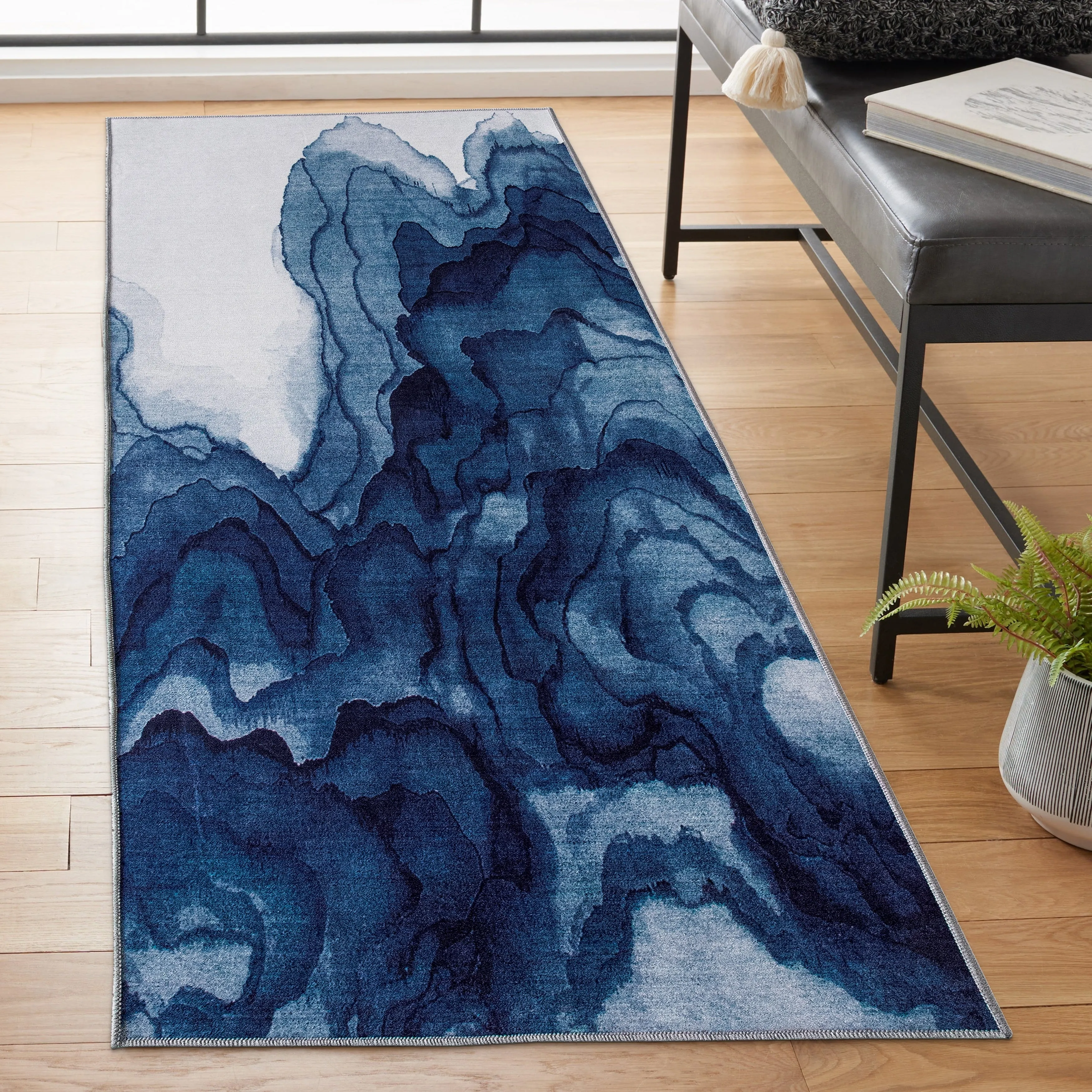 FH Home Machine Washable Area Rug - Stain Resistant Non-Shed Eco-Friendly
