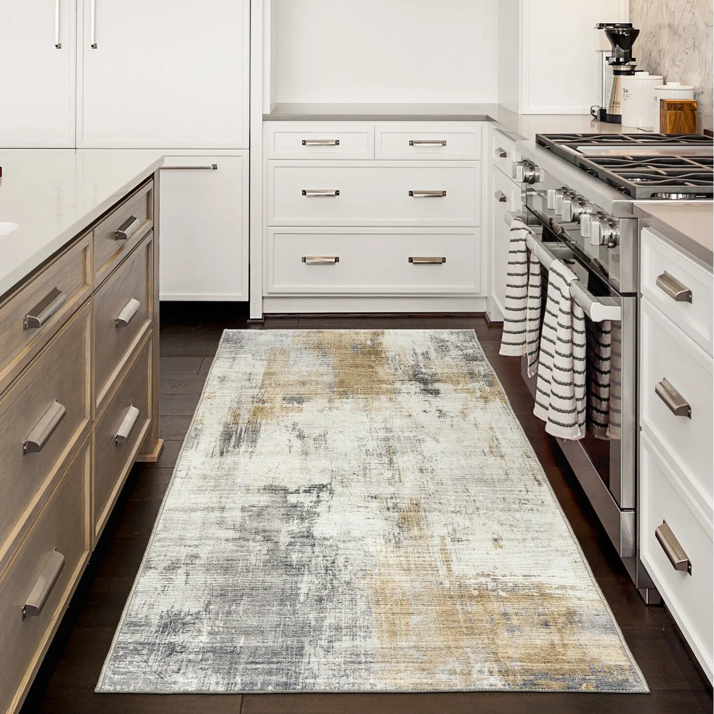 FH Home Machine Washable Area Rug - Stain Resistant Non-Shed Eco-Friendly