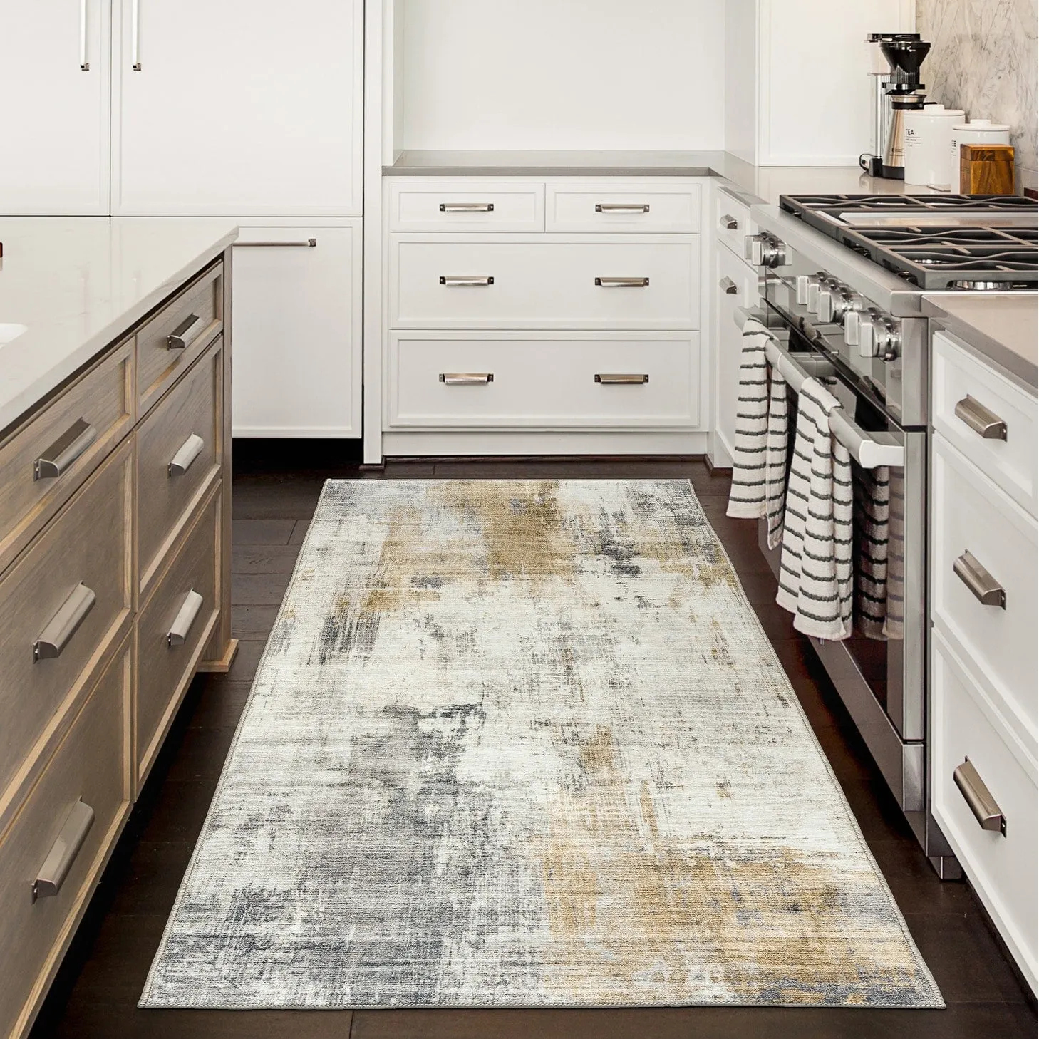 FH Home Machine Washable Area Rug - Stain Resistant Non-Shed Eco-Friendly
