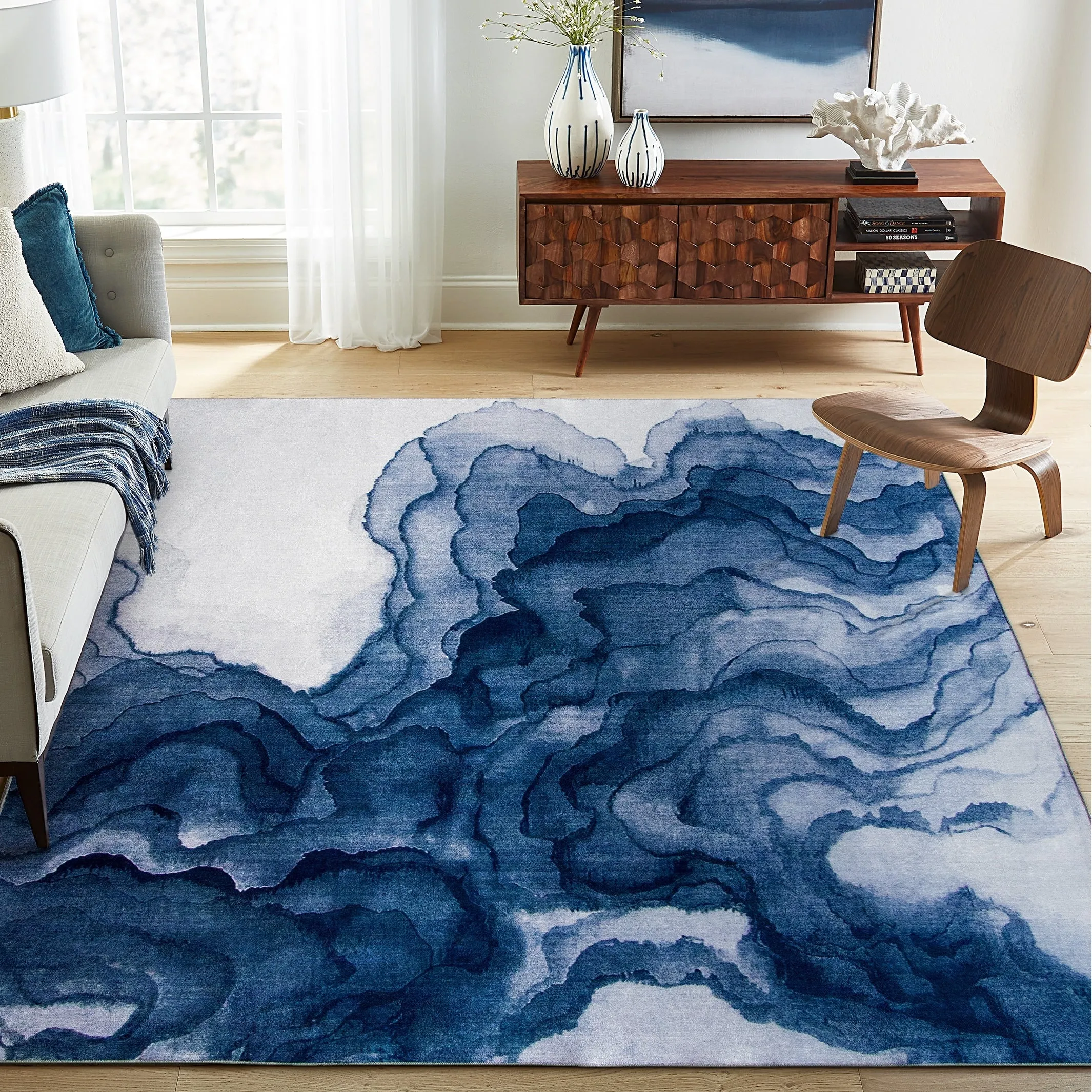 FH Home Machine Washable Area Rug - Stain Resistant Non-Shed Eco-Friendly