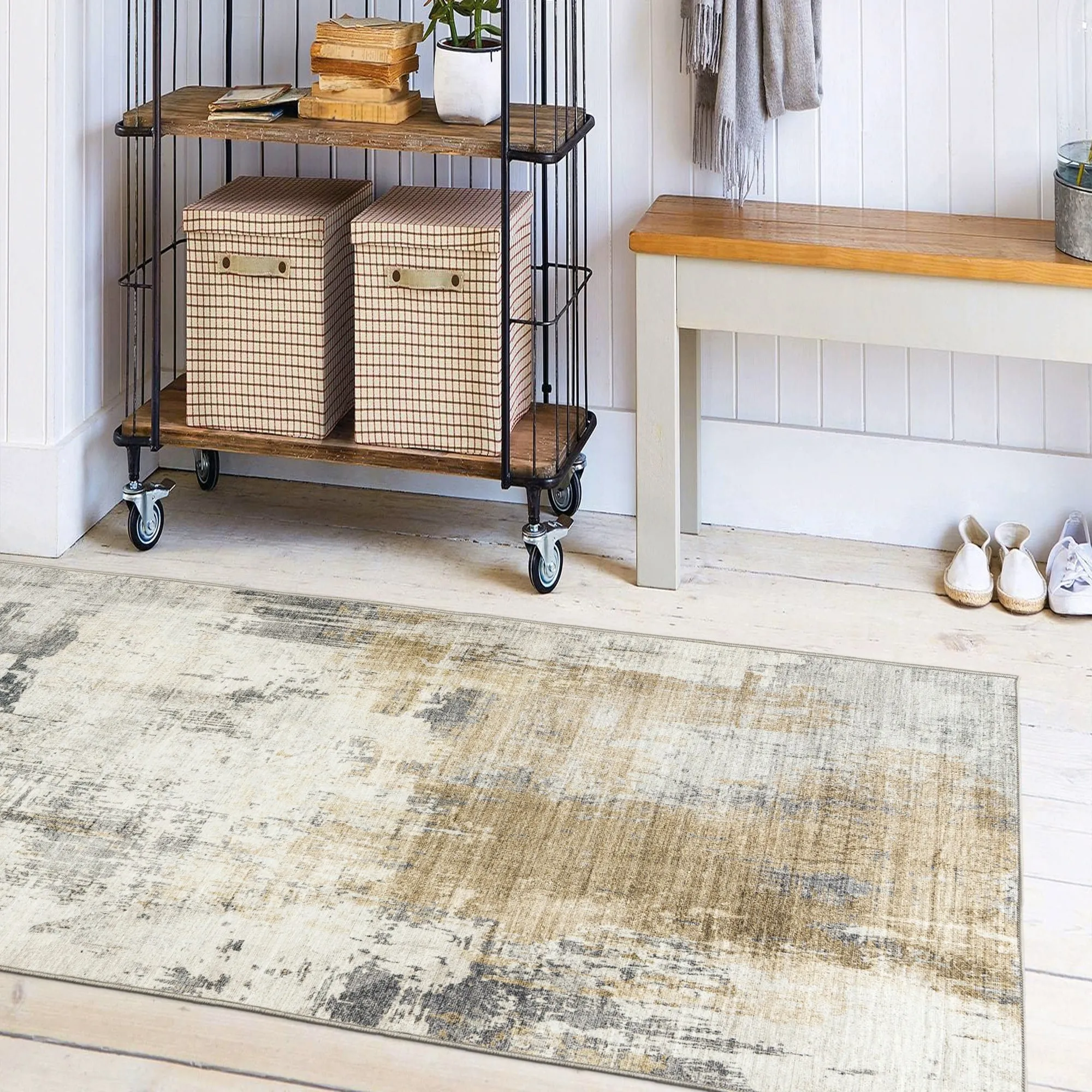FH Home Machine Washable Area Rug - Stain Resistant Non-Shed Eco-Friendly