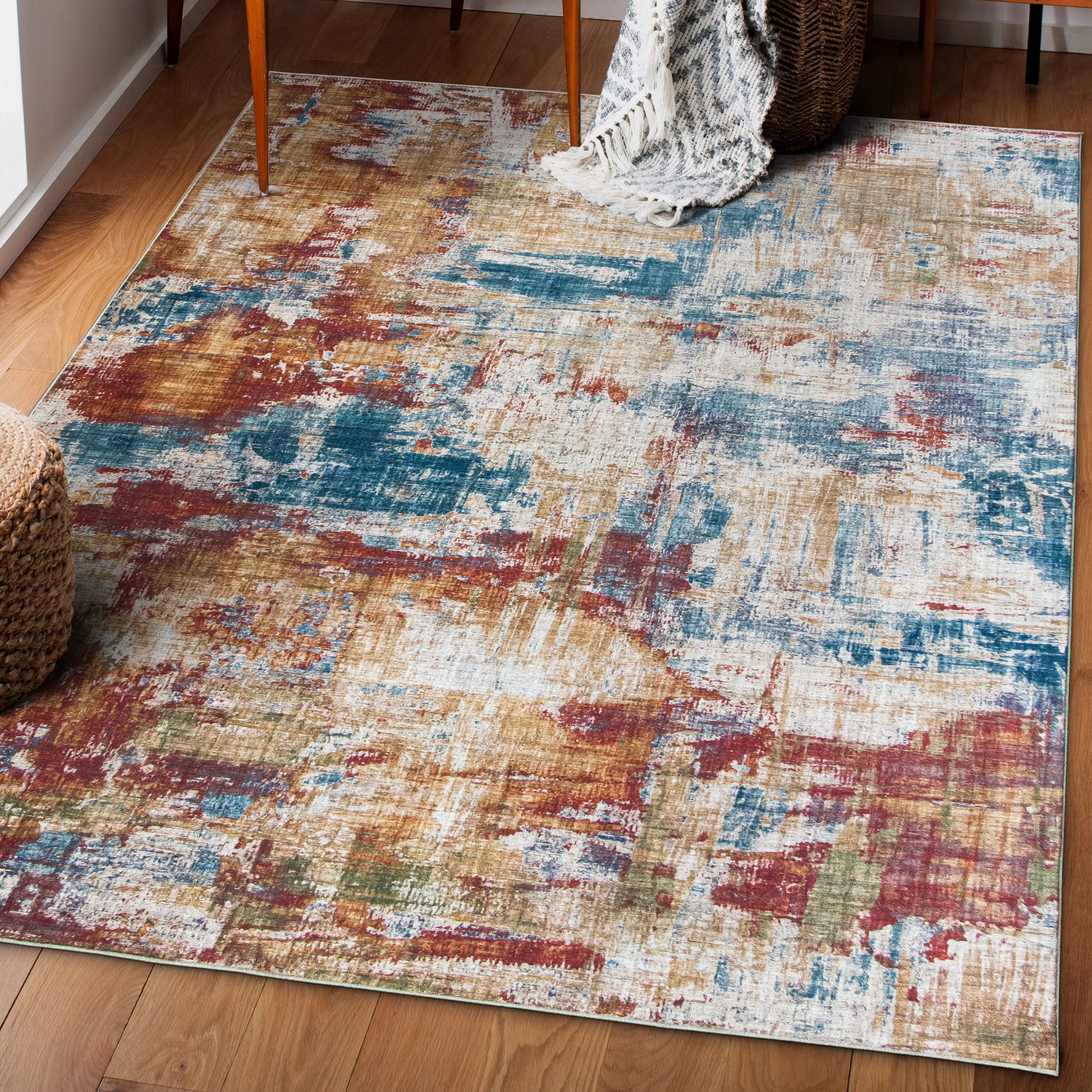 FH Home Machine Washable Area Rug - Stain Resistant Non-Shed Eco-Friendly
