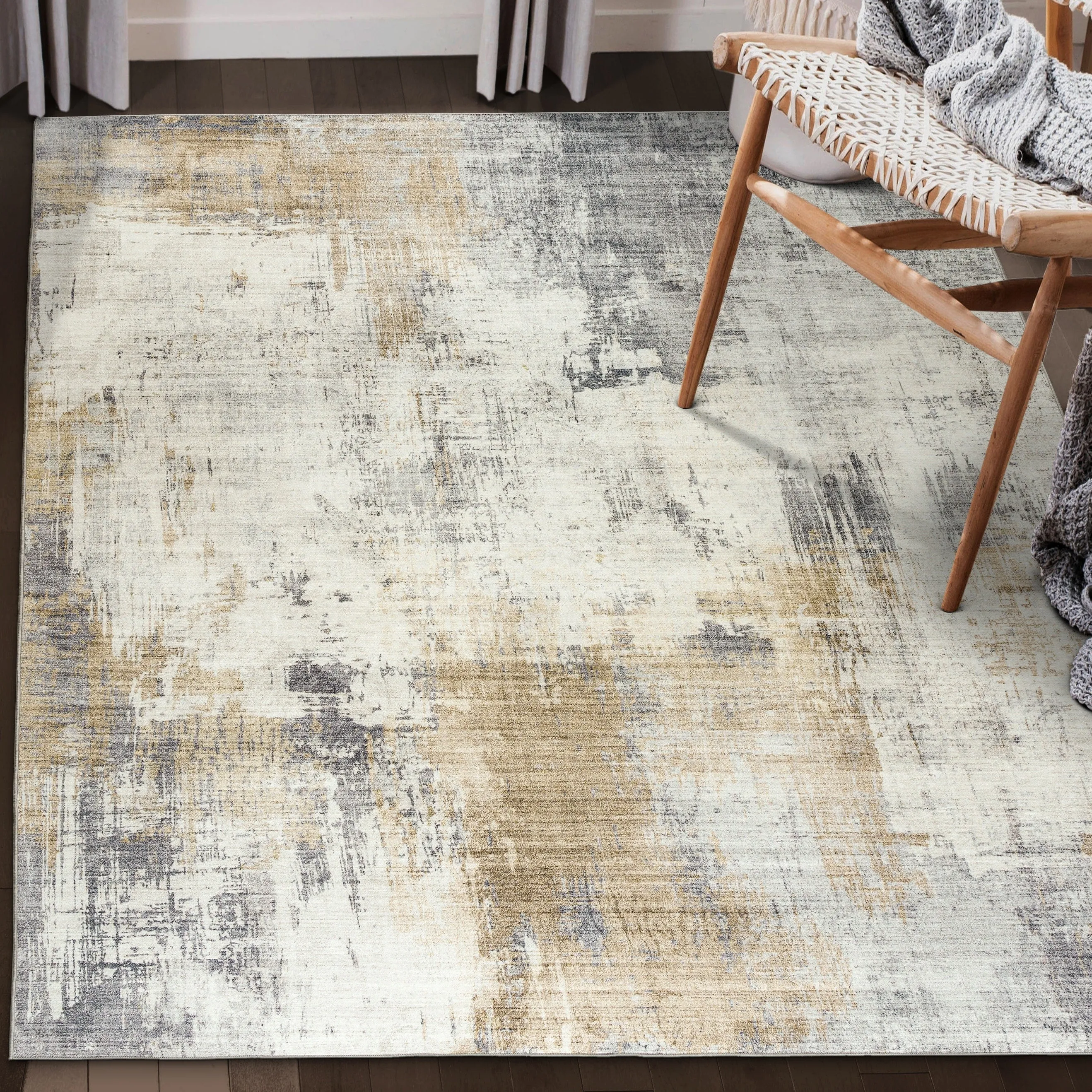 FH Home Machine Washable Area Rug - Stain Resistant Non-Shed Eco-Friendly