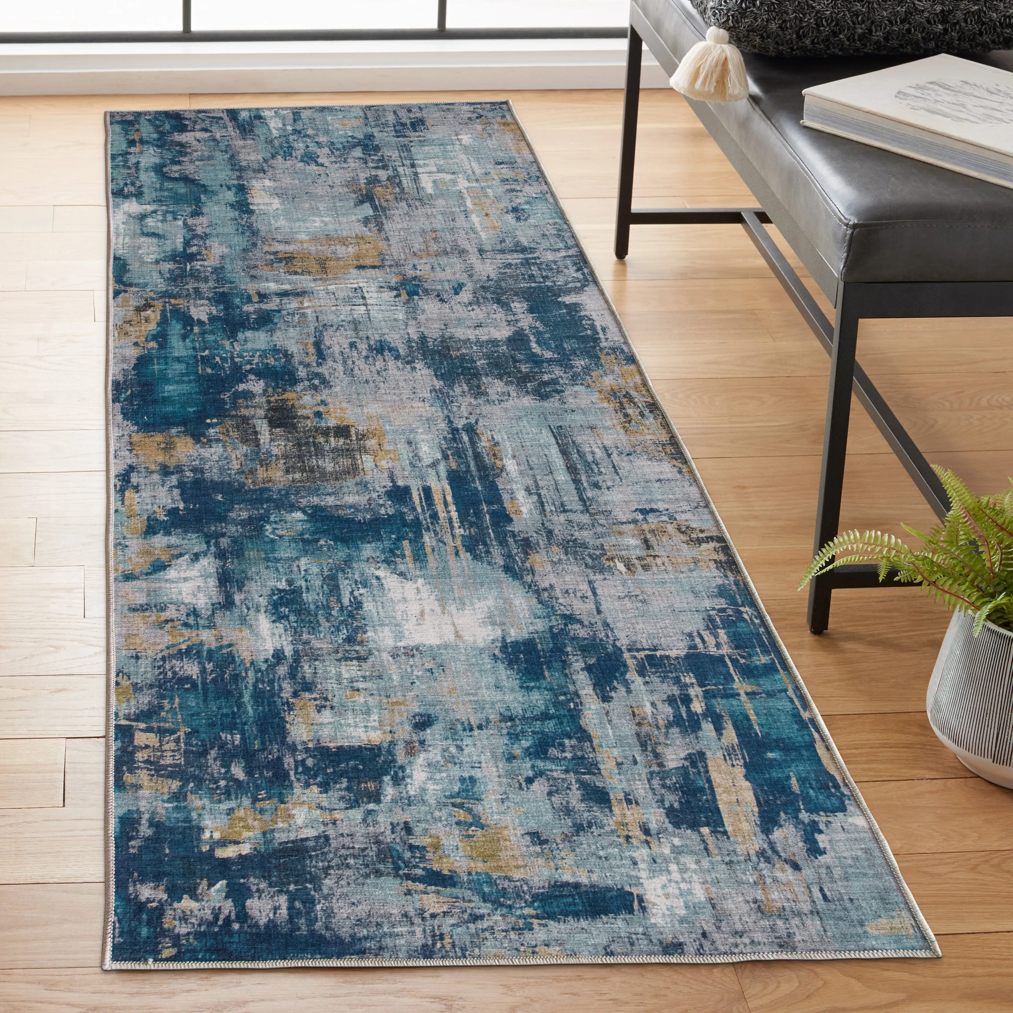 FH Home Machine Washable Area Rug - Stain Resistant Non-Shed Eco-Friendly