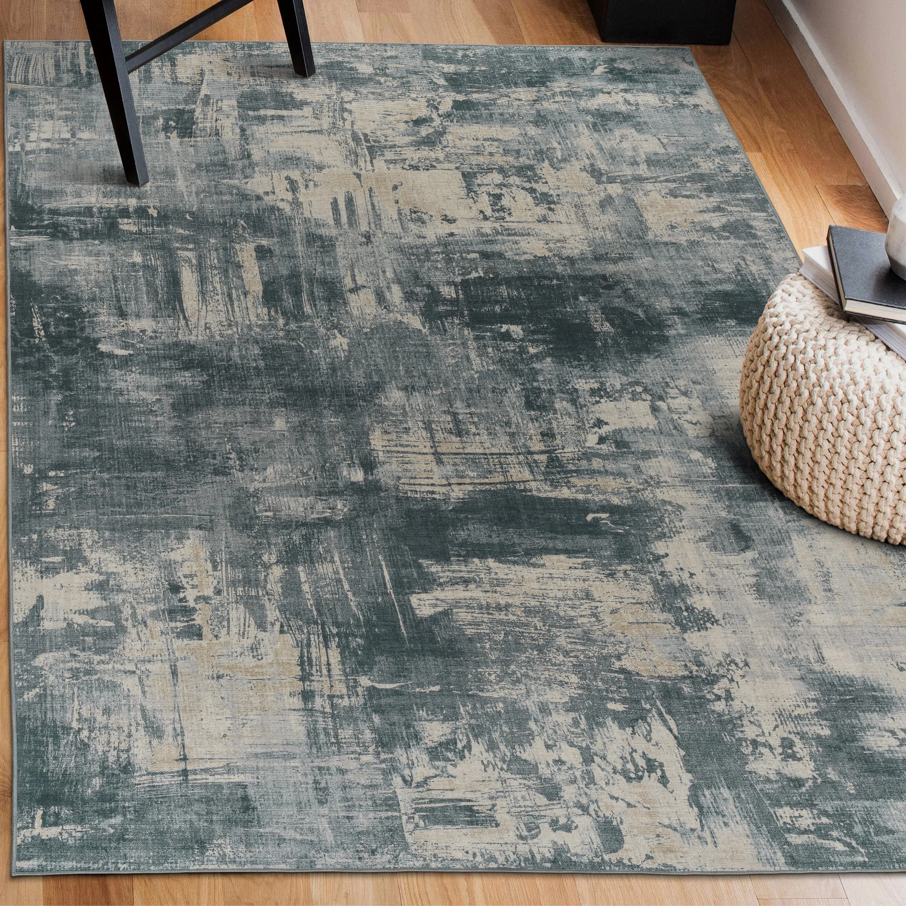 FH Home Machine Washable Area Rug - Stain Resistant Non-Shed Eco-Friendly