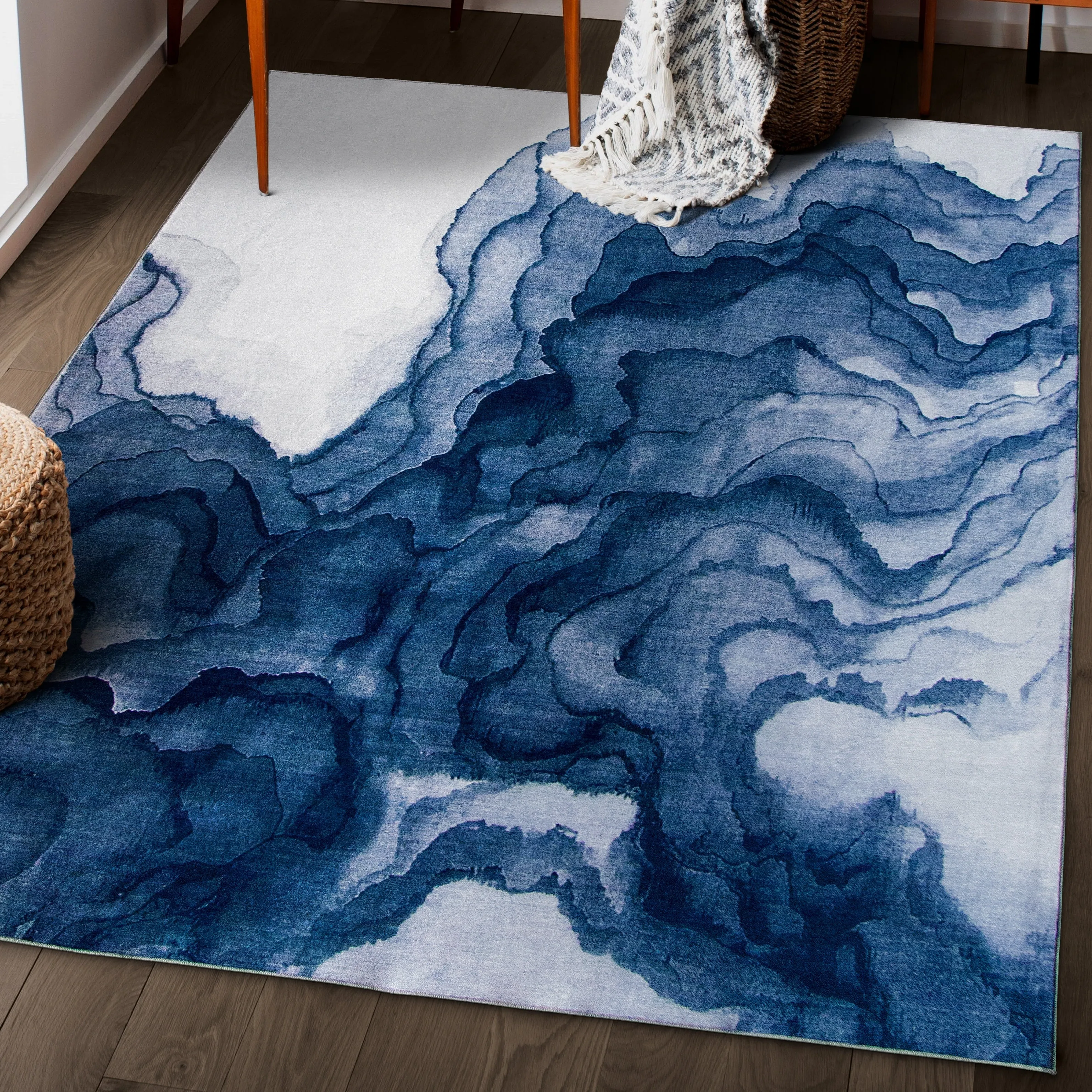 FH Home Machine Washable Area Rug - Stain Resistant Non-Shed Eco-Friendly