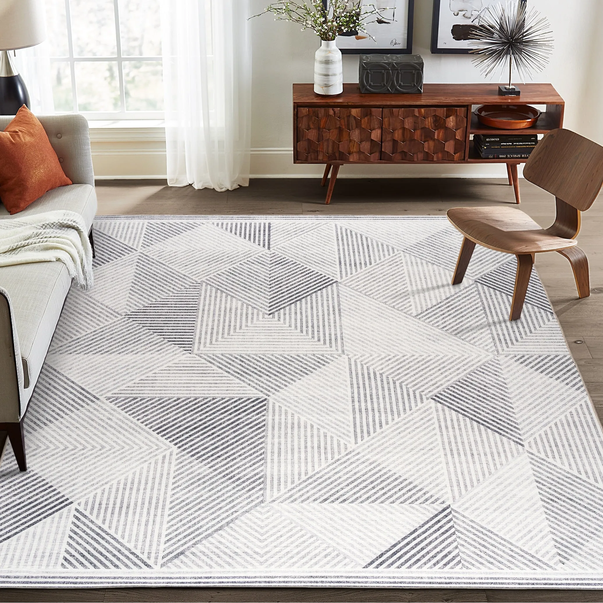 FH Home Machine Washable Area Rug - Stain Resistant Non-Shed Eco-Friendly