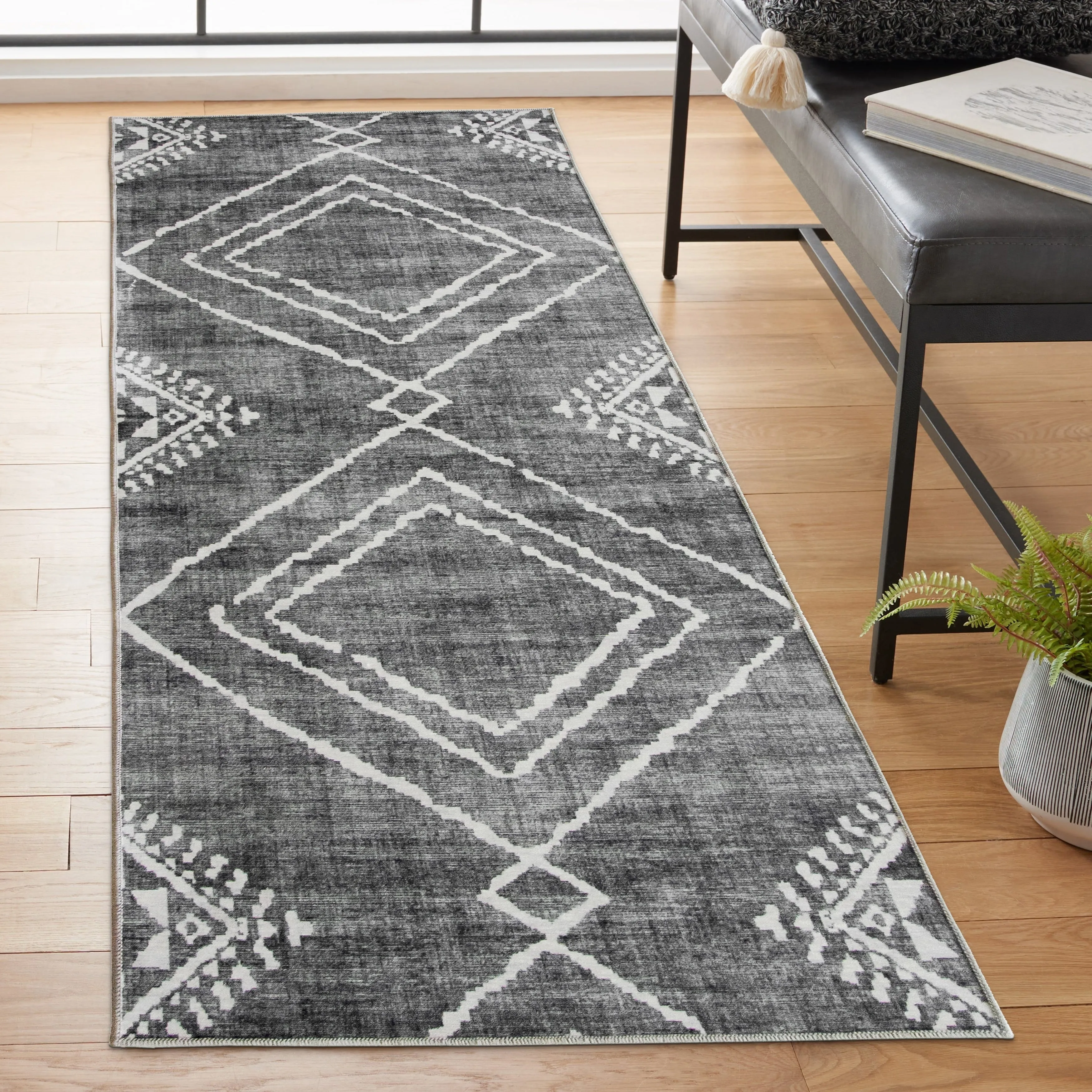 FH Home Machine Washable Area Rug - Stain Resistant Non-Shed Eco-Friendly