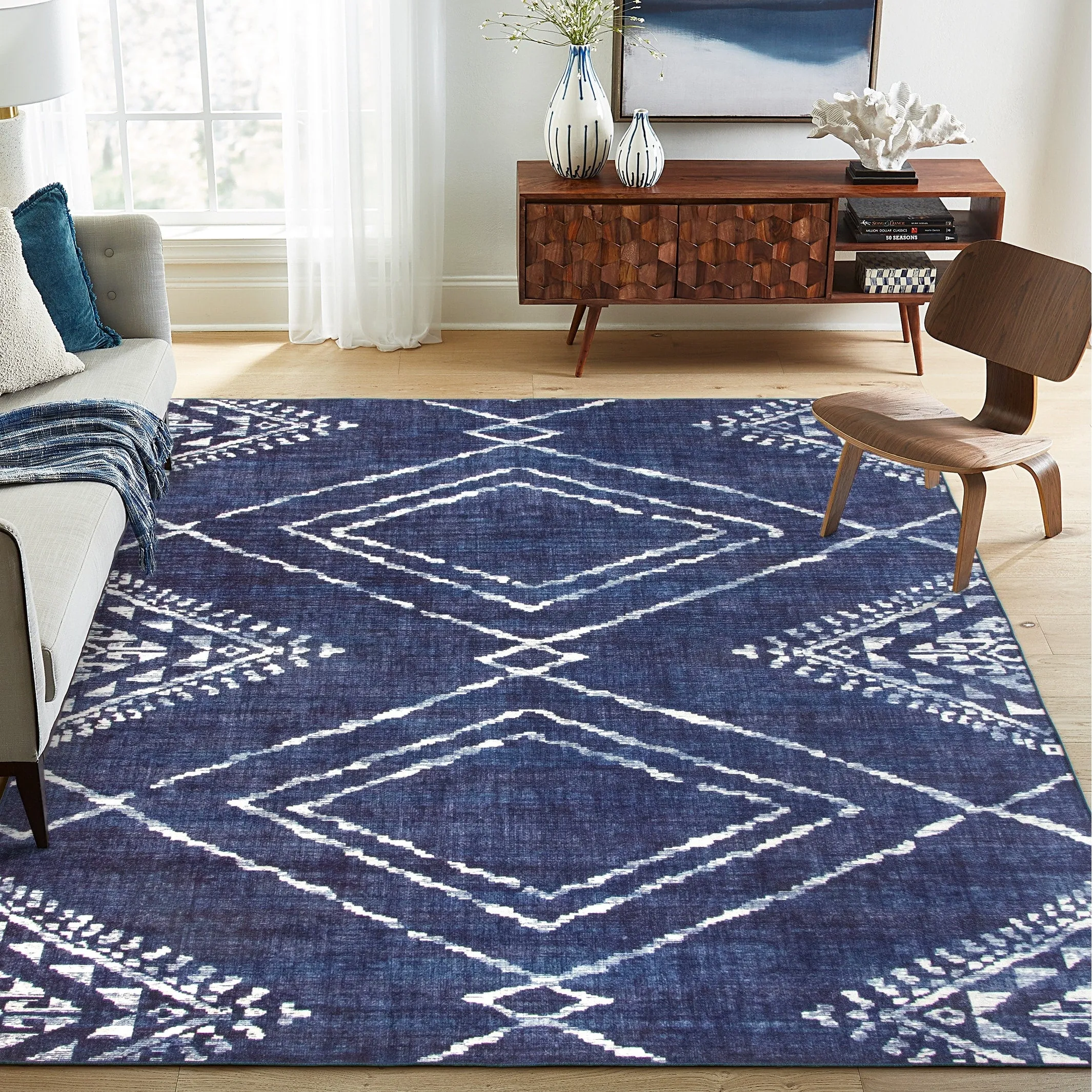 FH Home Machine Washable Area Rug - Stain Resistant Non-Shed Eco-Friendly