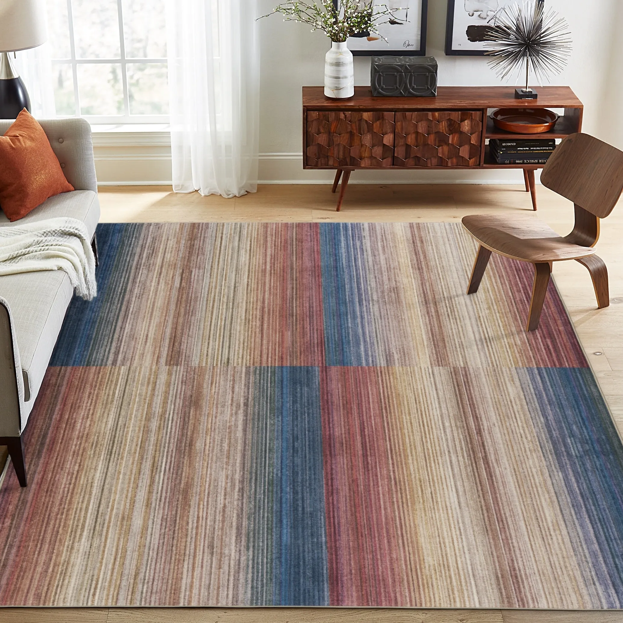 FH Home Machine Washable Area Rug - Stain Resistant Non-Shed Eco-Friendly