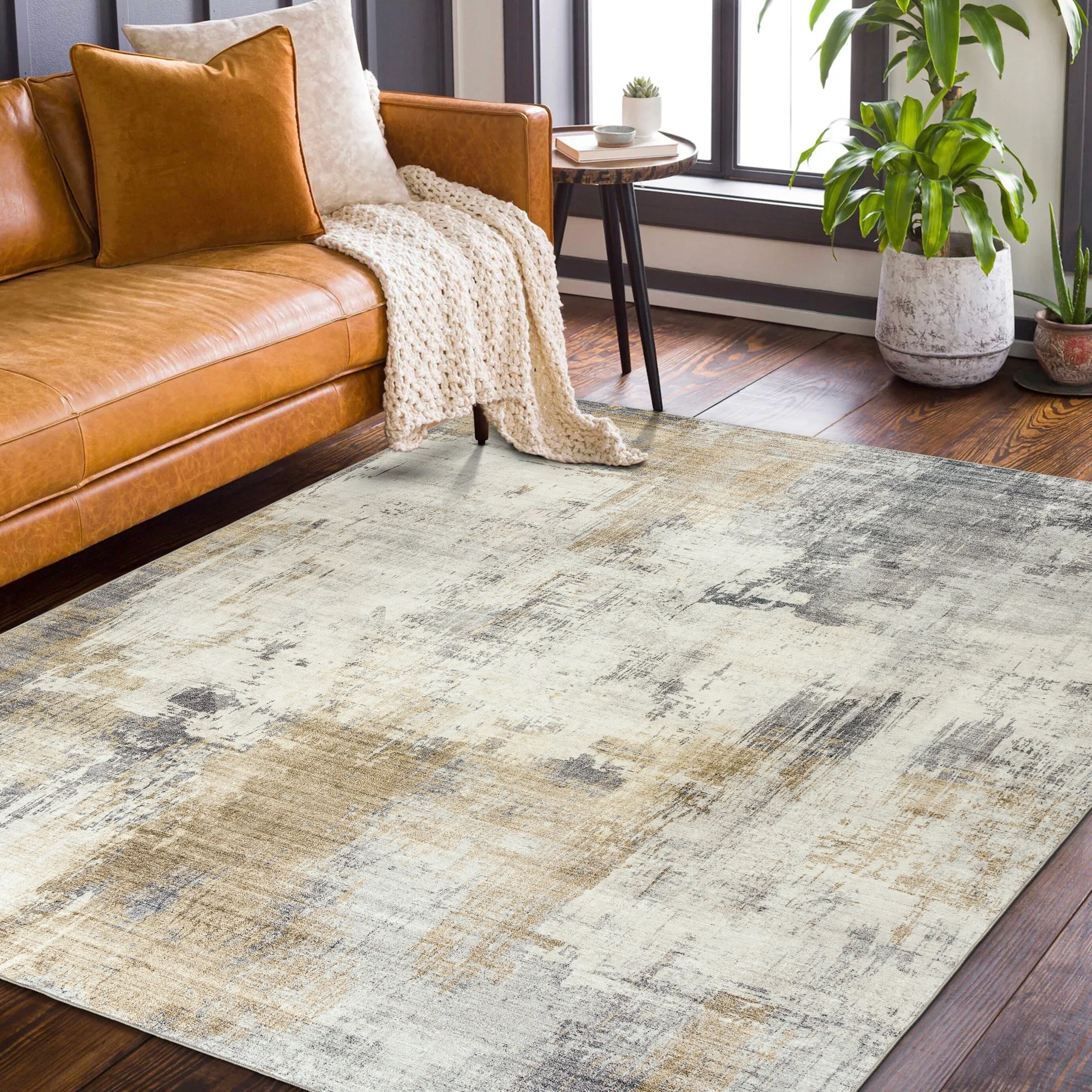 FH Home Machine Washable Area Rug - Stain Resistant Non-Shed Eco-Friendly