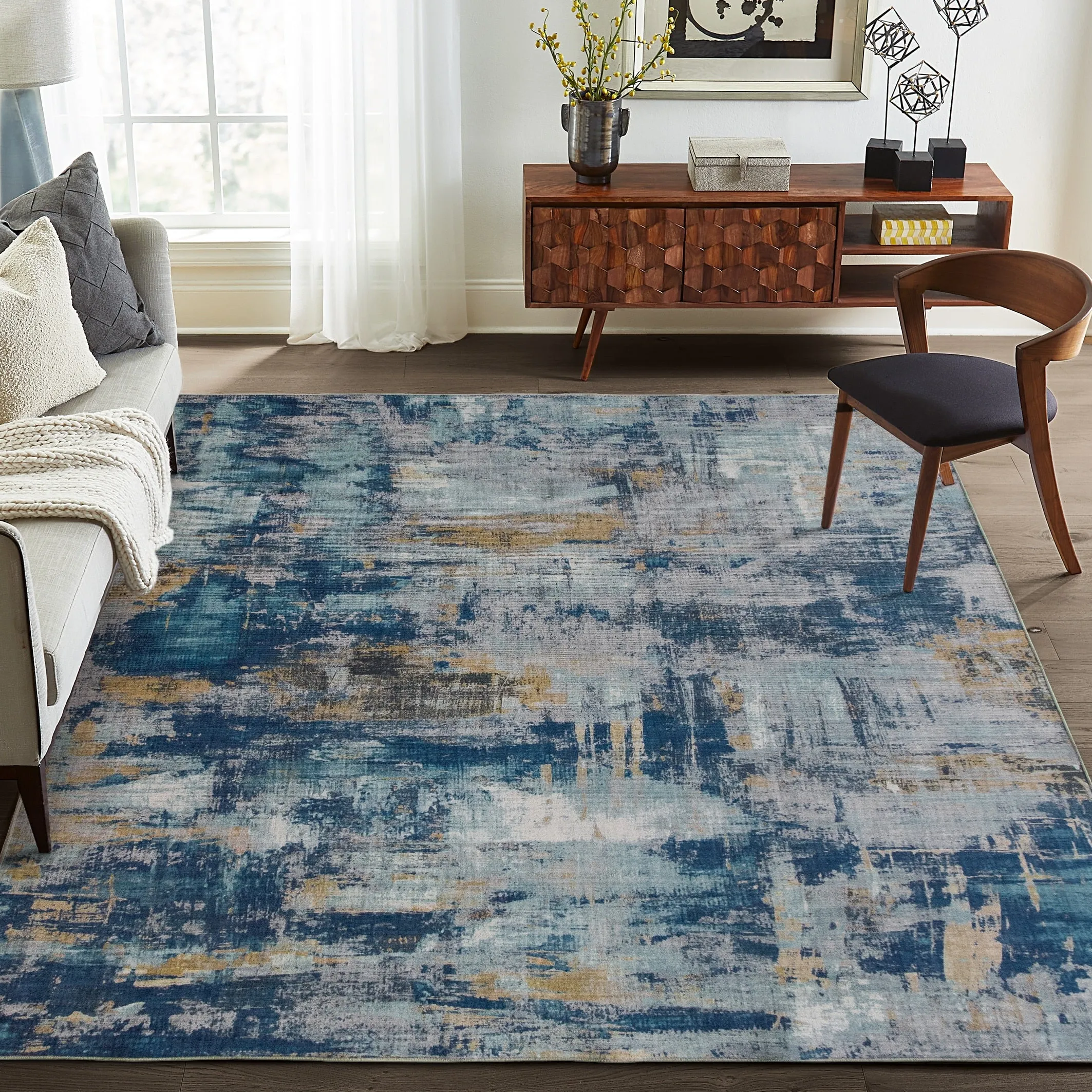 FH Home Machine Washable Area Rug - Stain Resistant Non-Shed Eco-Friendly