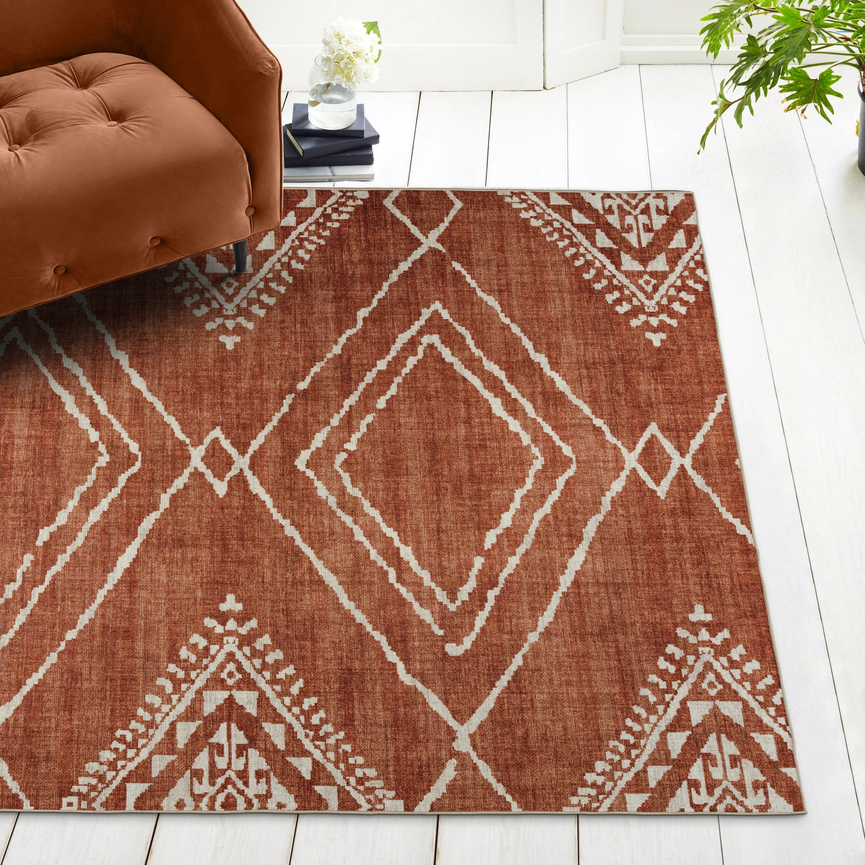 FH Home Machine Washable Area Rug - Stain Resistant Non-Shed Eco-Friendly