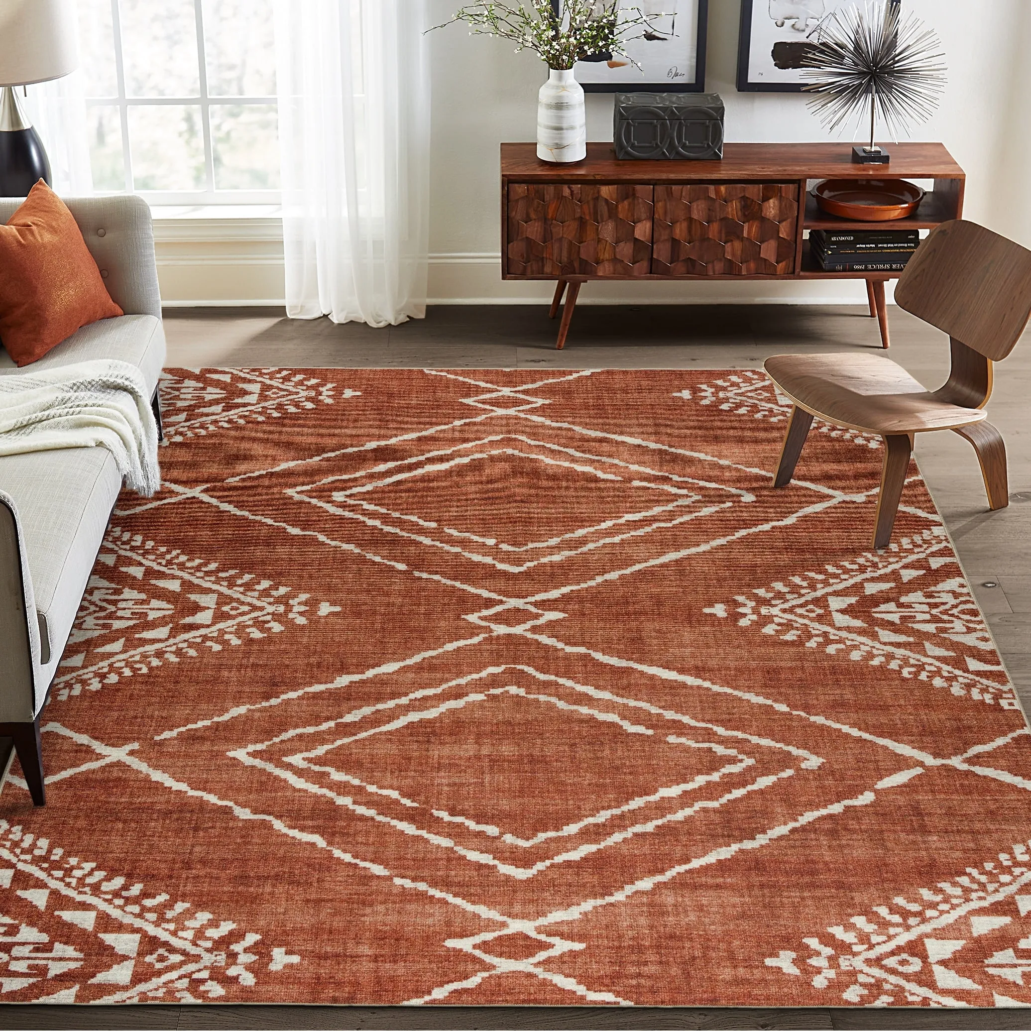 FH Home Machine Washable Area Rug - Stain Resistant Non-Shed Eco-Friendly