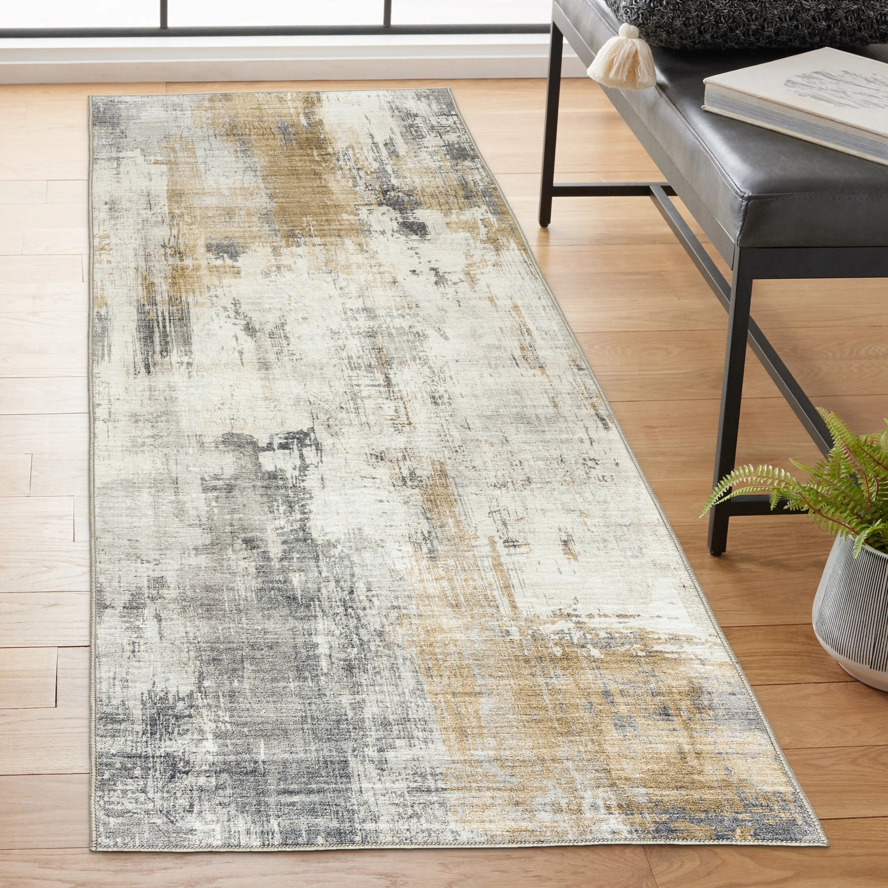 FH Home Machine Washable Area Rug - Stain Resistant Non-Shed Eco-Friendly