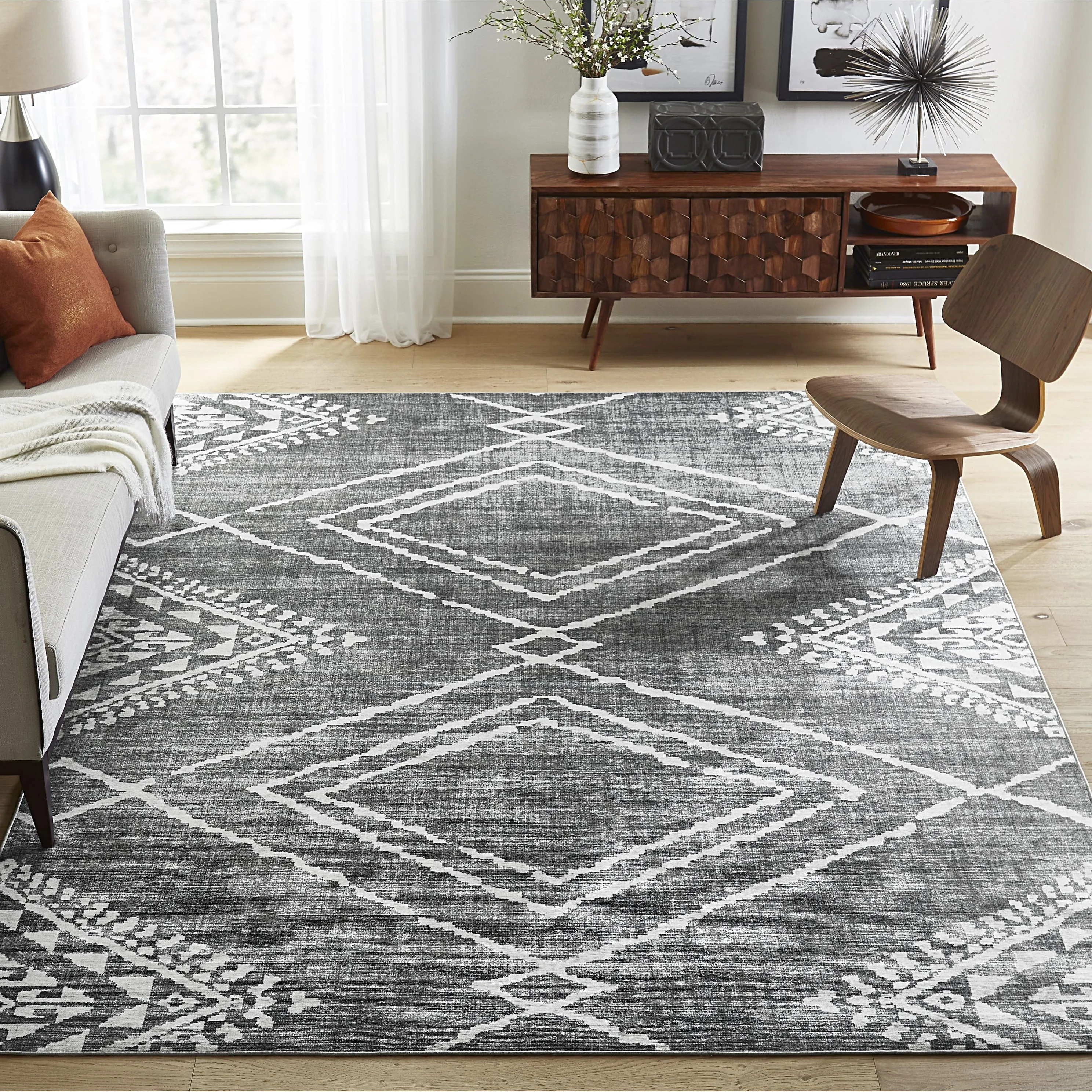 FH Home Machine Washable Area Rug - Stain Resistant Non-Shed Eco-Friendly