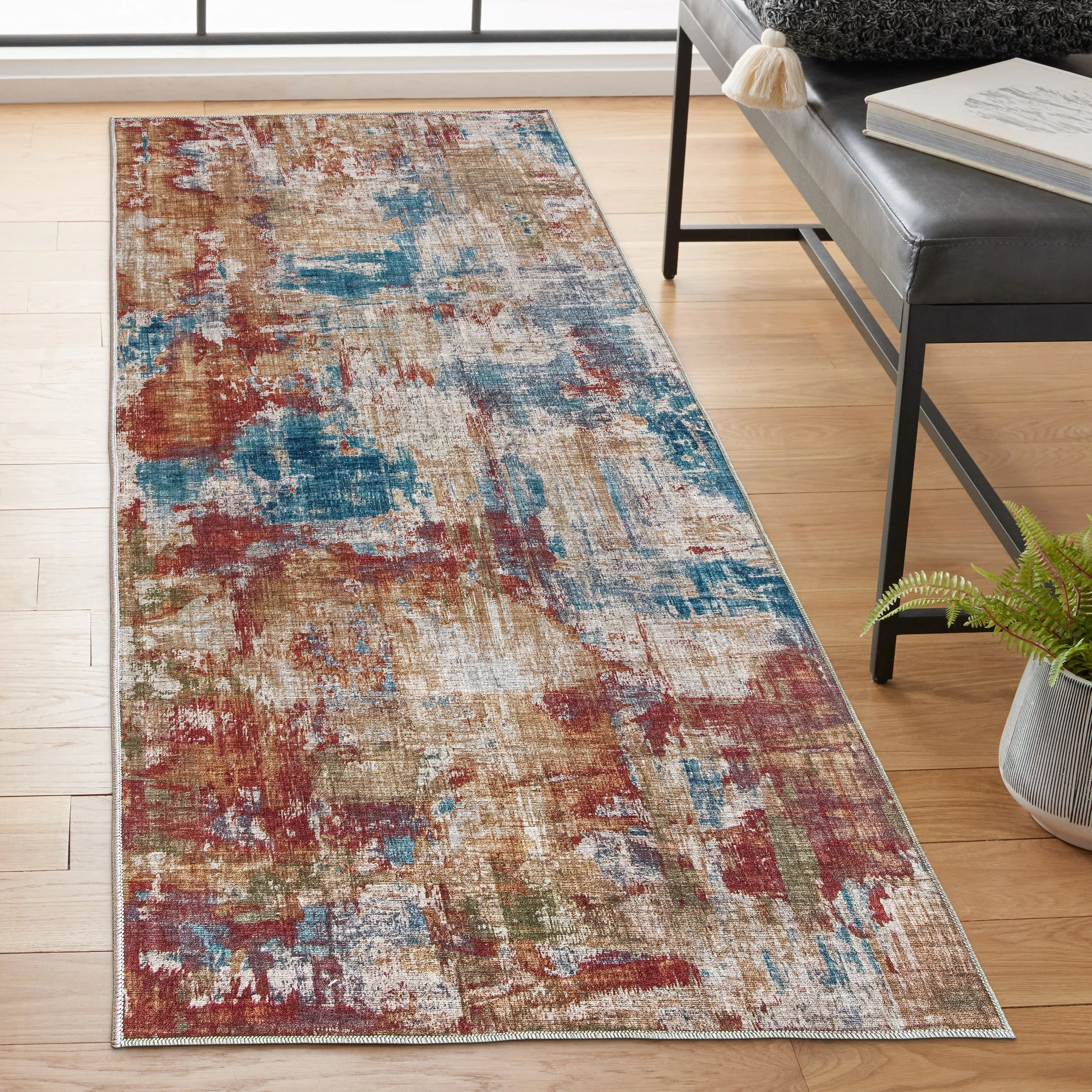 FH Home Machine Washable Area Rug - Stain Resistant Non-Shed Eco-Friendly