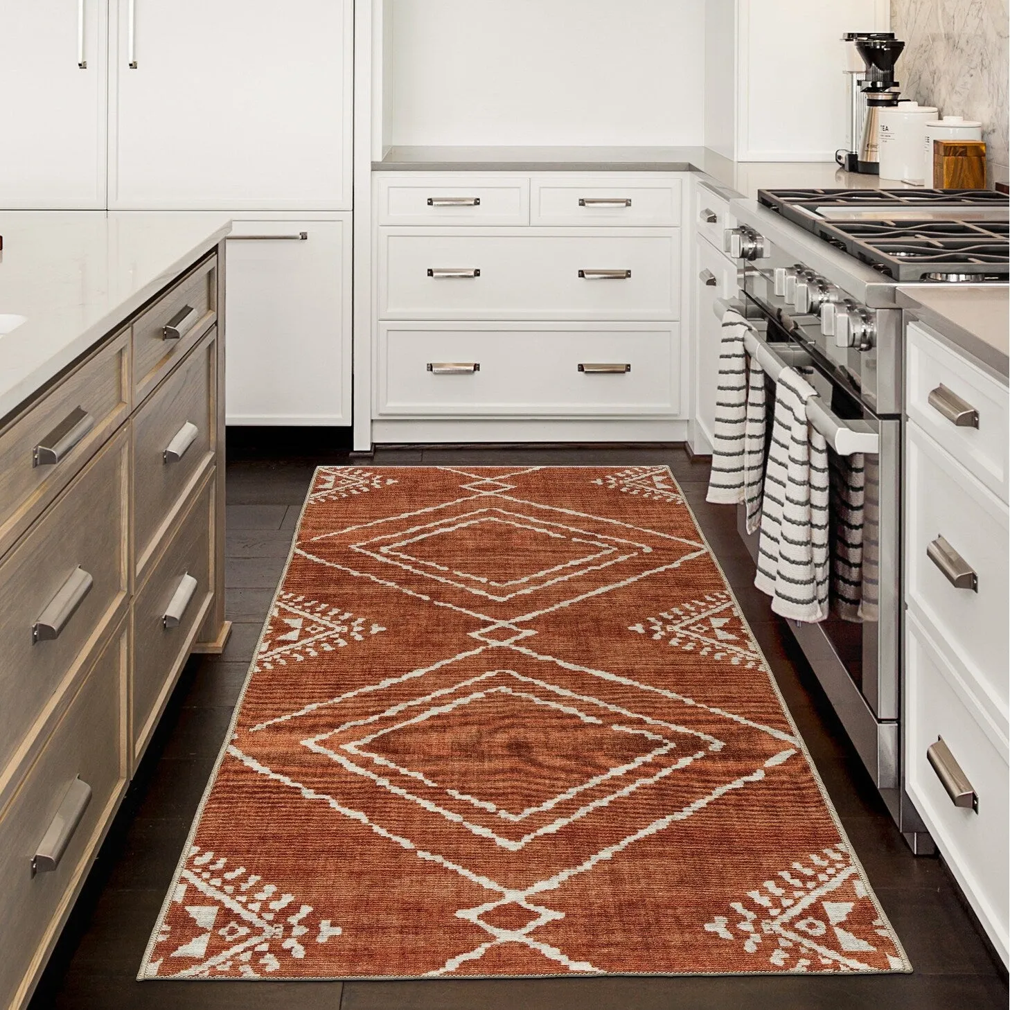 FH Home Machine Washable Area Rug - Stain Resistant Non-Shed Eco-Friendly