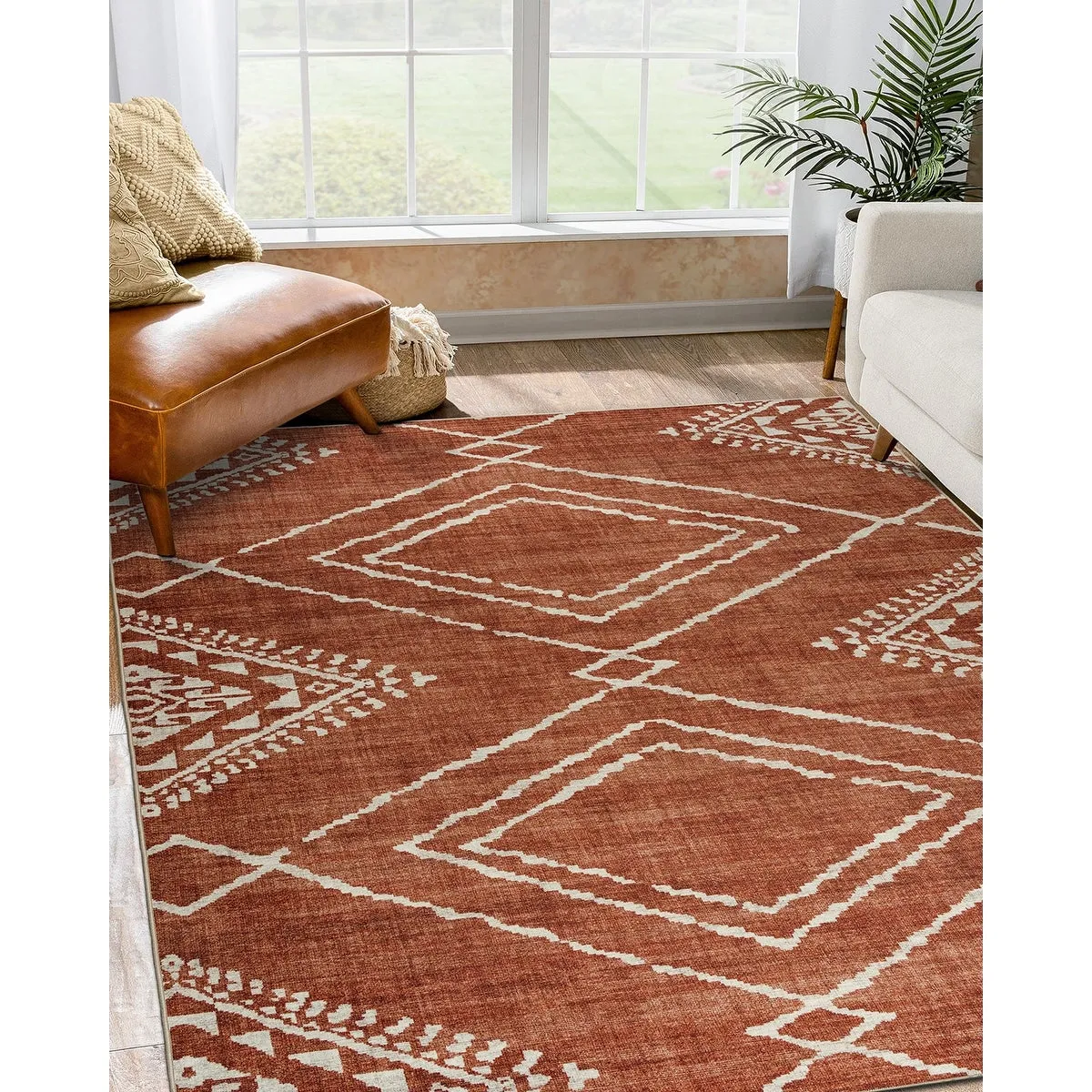 FH Home Machine Washable Area Rug - Stain Resistant Non-Shed Eco-Friendly