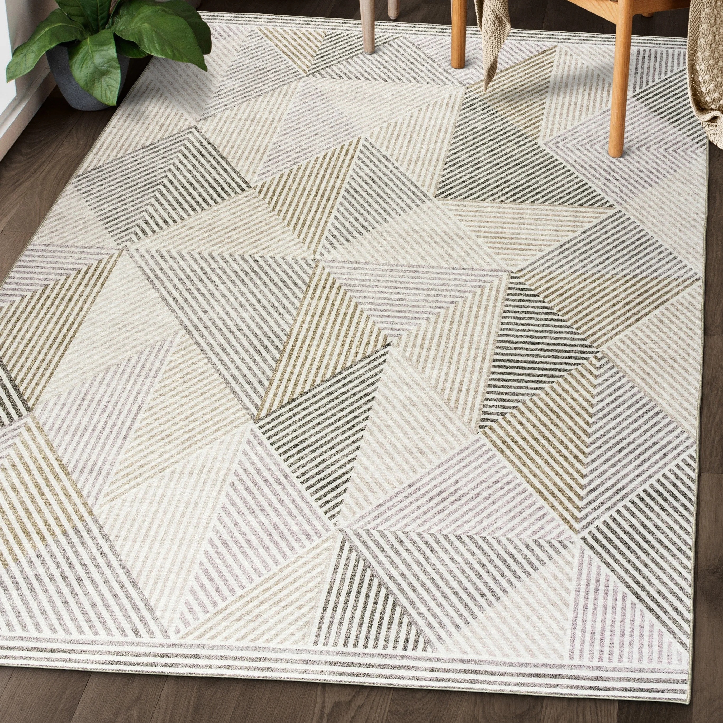 FH Home Machine Washable Area Rug - Stain Resistant Non-Shed Eco-Friendly