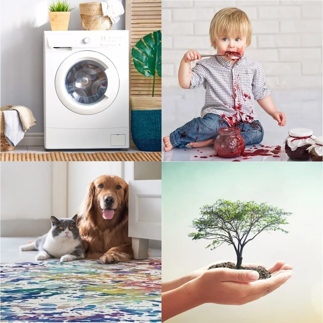 FH Home Machine Washable Area Rug - Stain Resistant Non-Shed Eco-Friendly