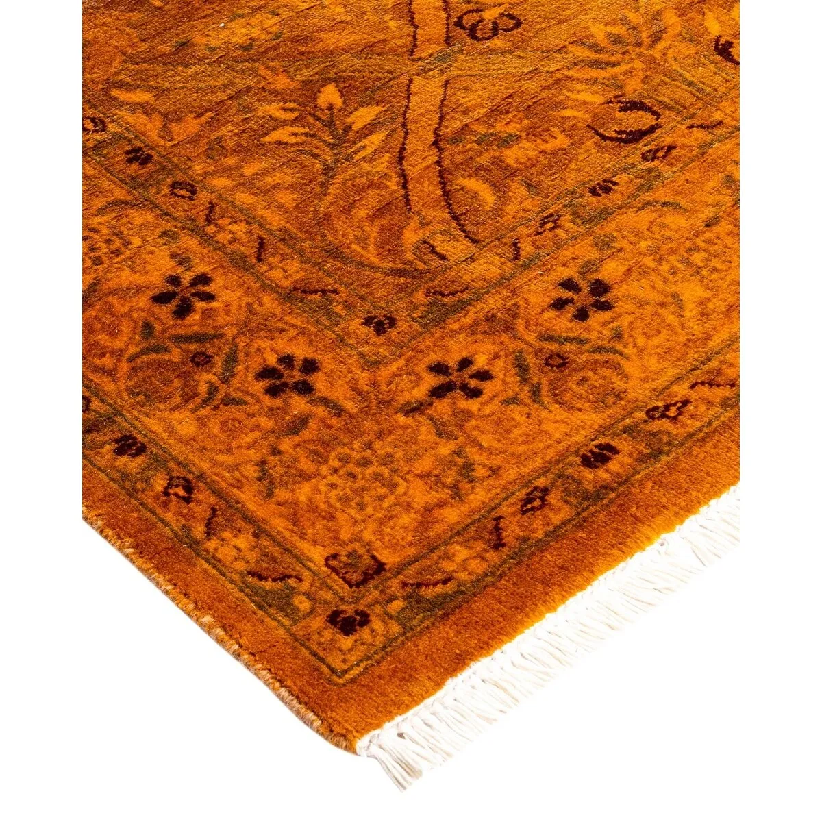 Fine Vibrance. One-of-a-Kind Hand-Knotted Runner Rug - Gold. 2' 6 x 13' 5 - 2' 6 x 13' 5
