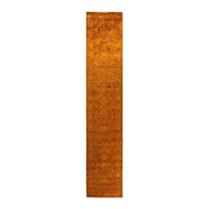 Fine Vibrance. One-of-a-Kind Hand-Knotted Runner Rug - Gold. 2' 6 x 13' 5 - 2' 6 x 13' 5