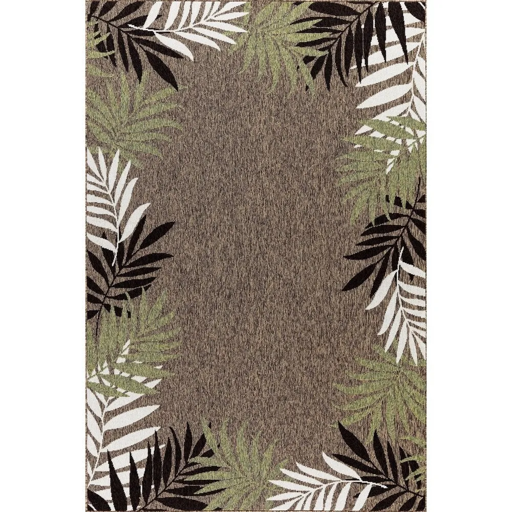 GAD Foliar Beautiful Contemporary Tropical Palm Leaves Indoor Outdoor Area Rug