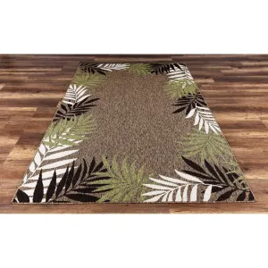 GAD Foliar Beautiful Contemporary Tropical Palm Leaves Indoor Outdoor Area Rug