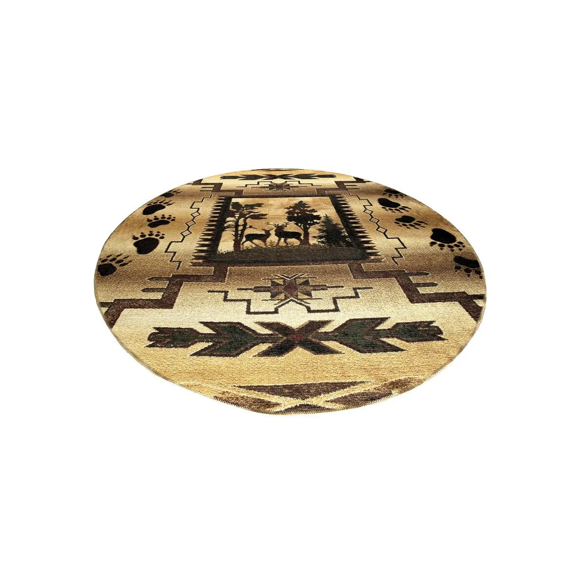 GAD - Machine Washable - Deers Animal Print Cabin Theme Area Rug - 5'3 X 7'6
