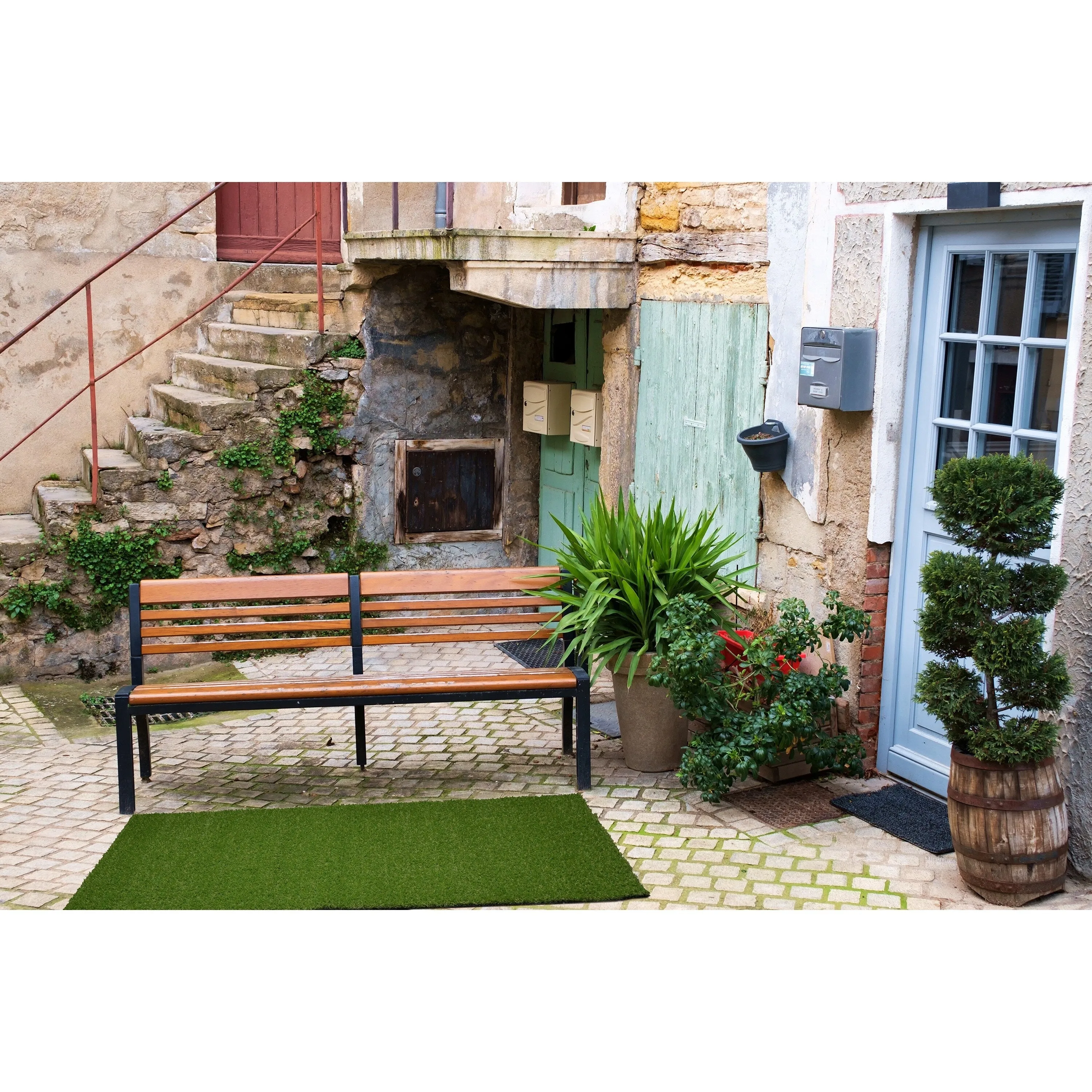 Garland Realistic Artificial Grass Turf Green Indoor /Outdoor Area Rug
