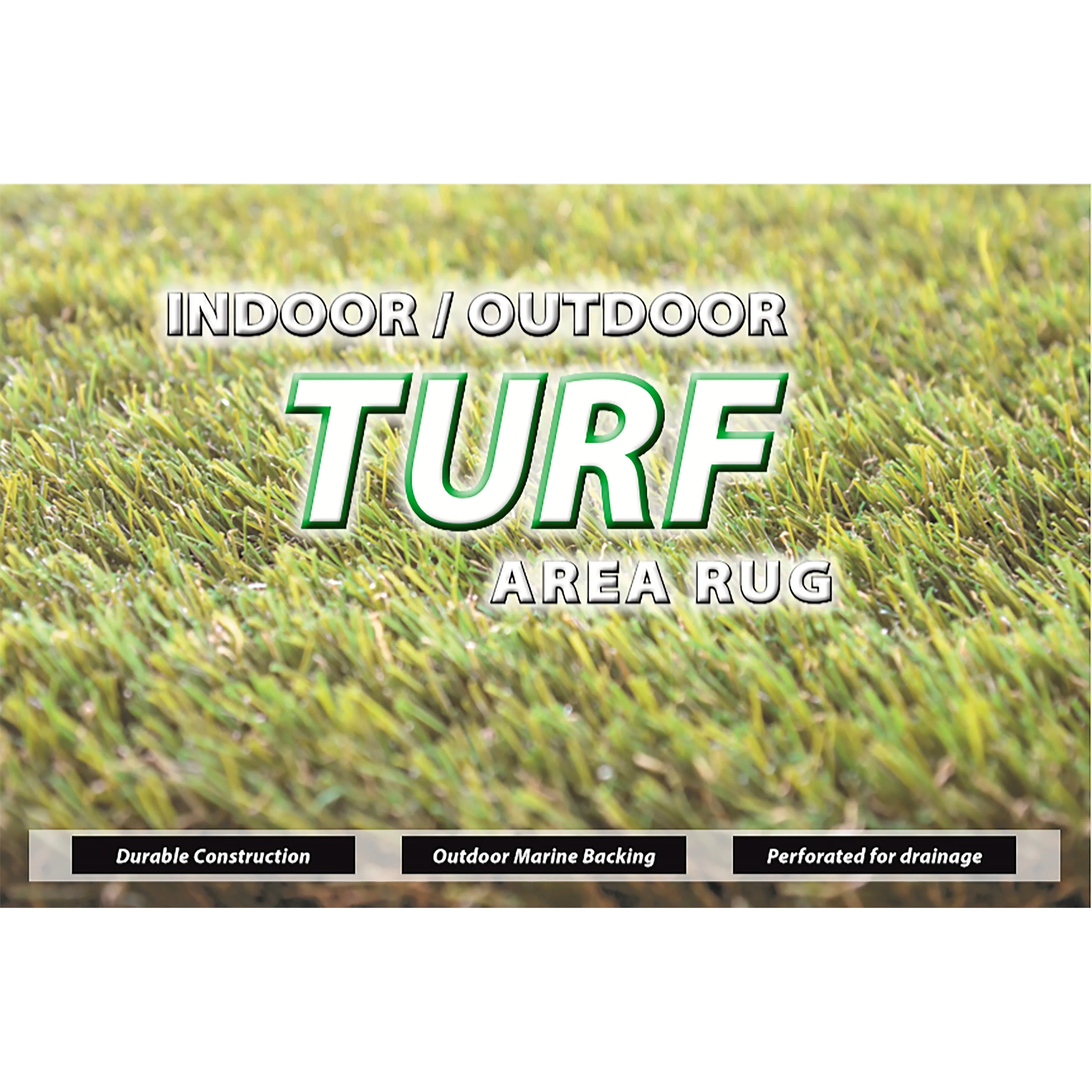 Garland Realistic Artificial Grass Turf Green Indoor /Outdoor Area Rug