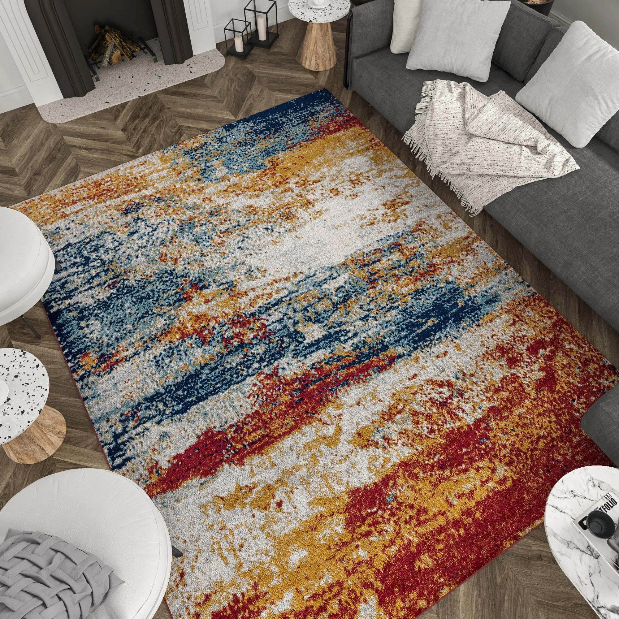 Gematria Industrial Abstract Indoor Area Rug