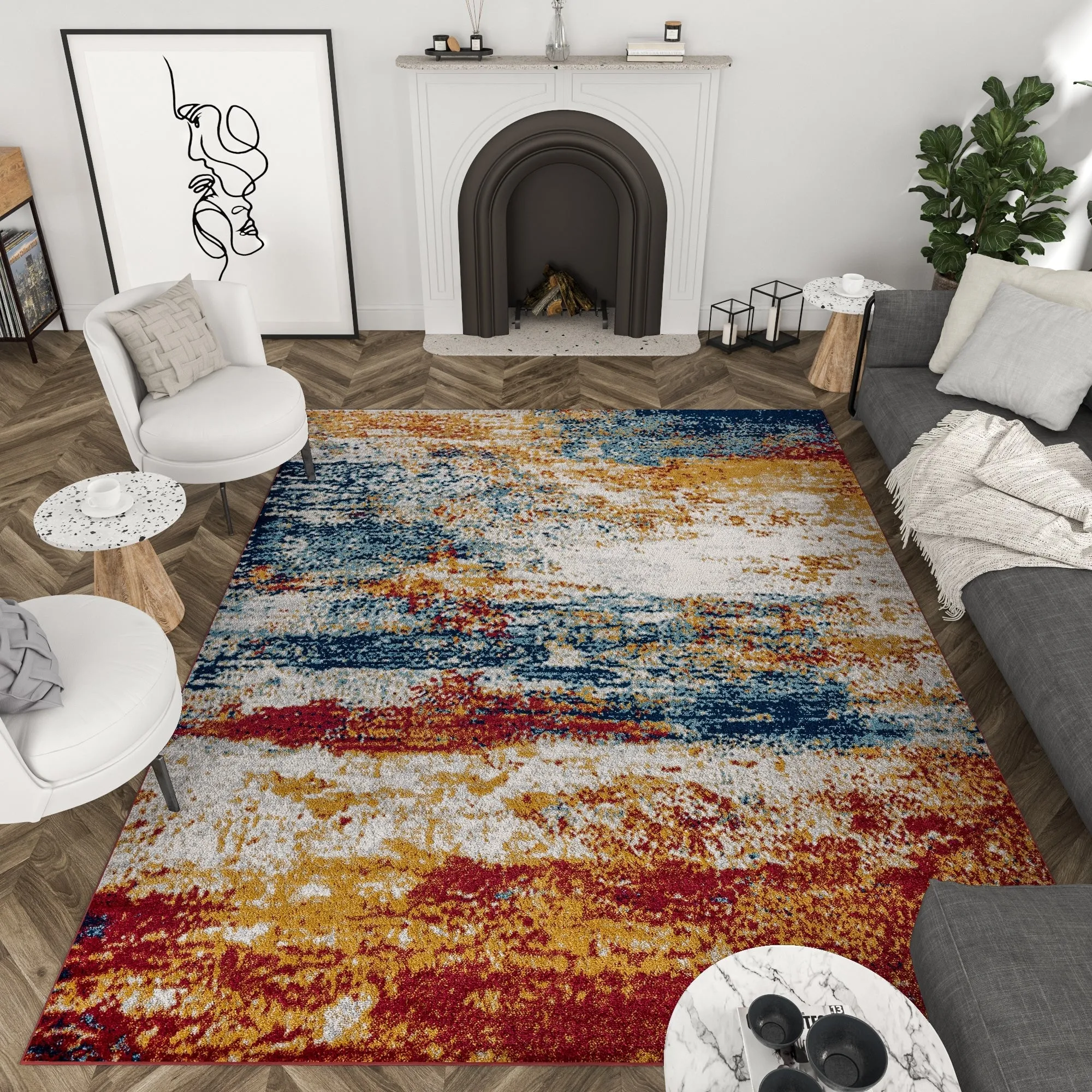 Gematria Industrial Abstract Indoor Area Rug