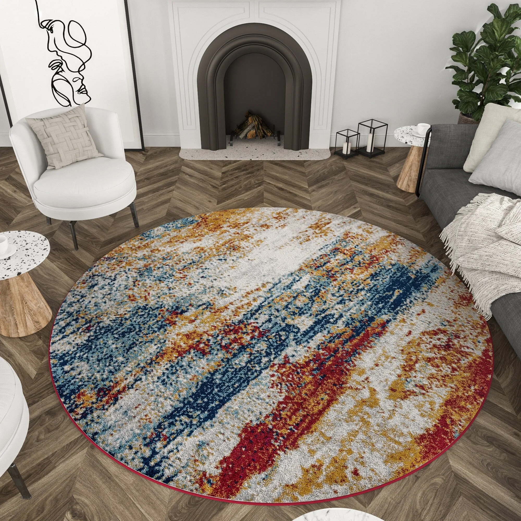 Gematria Industrial Abstract Indoor Area Rug