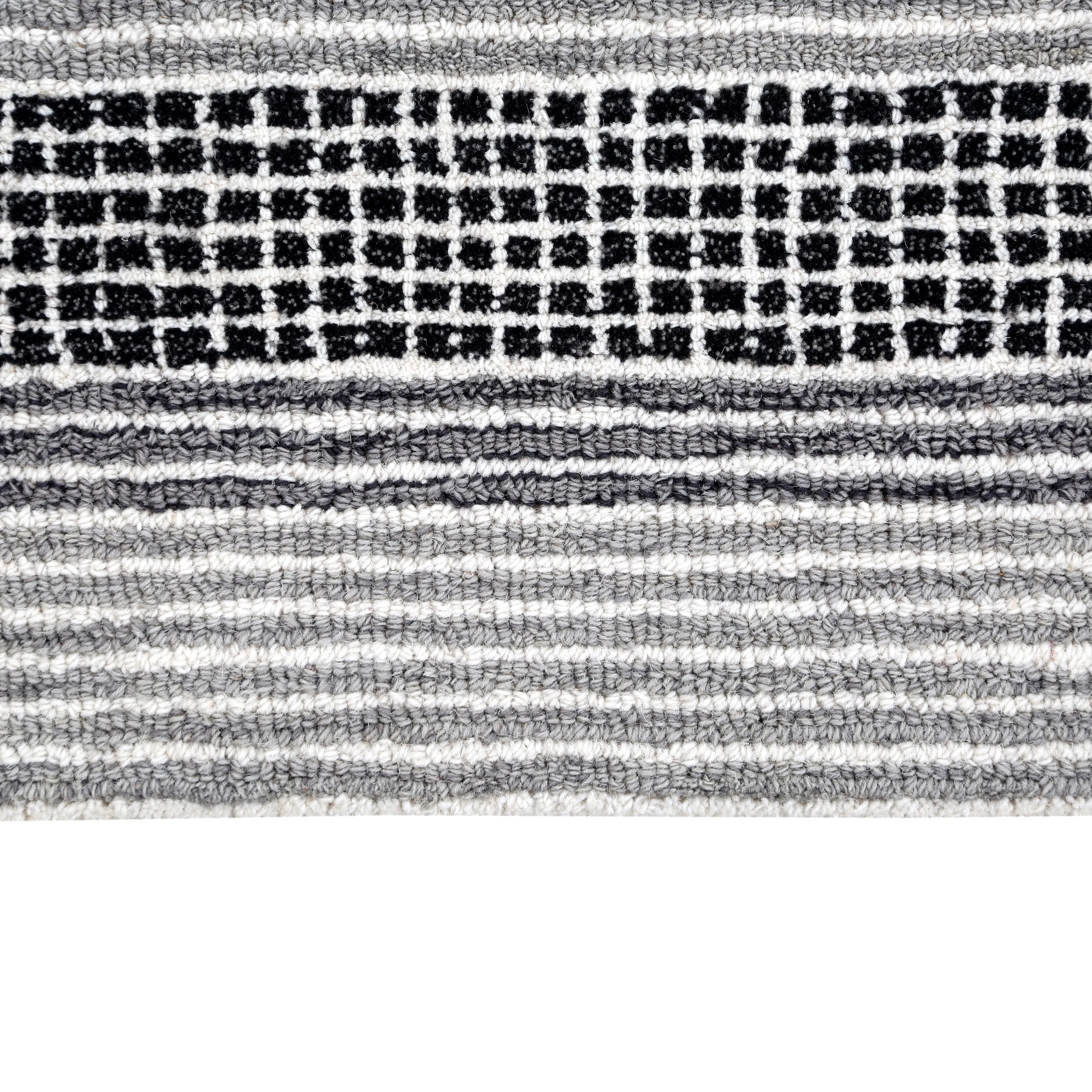 George Towne Living Stylish Lines Luxury Handmade Abstract Wool Area Rug