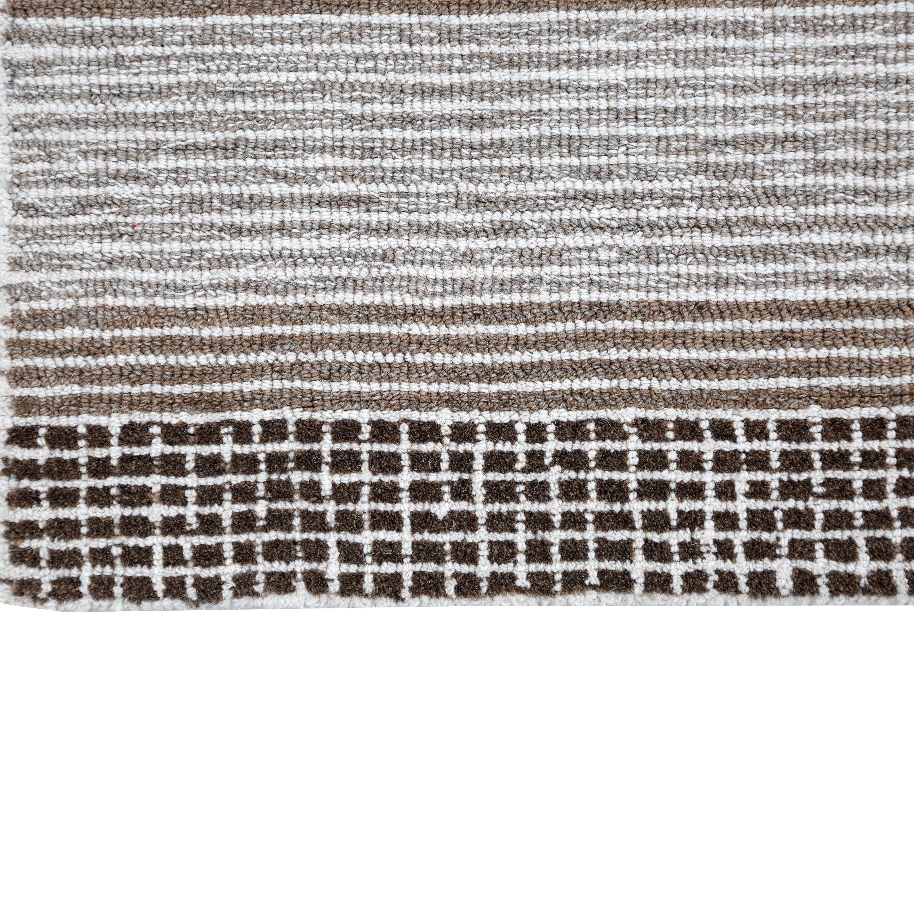 George Towne Living Stylish Lines Luxury Handmade Abstract Wool Area Rug