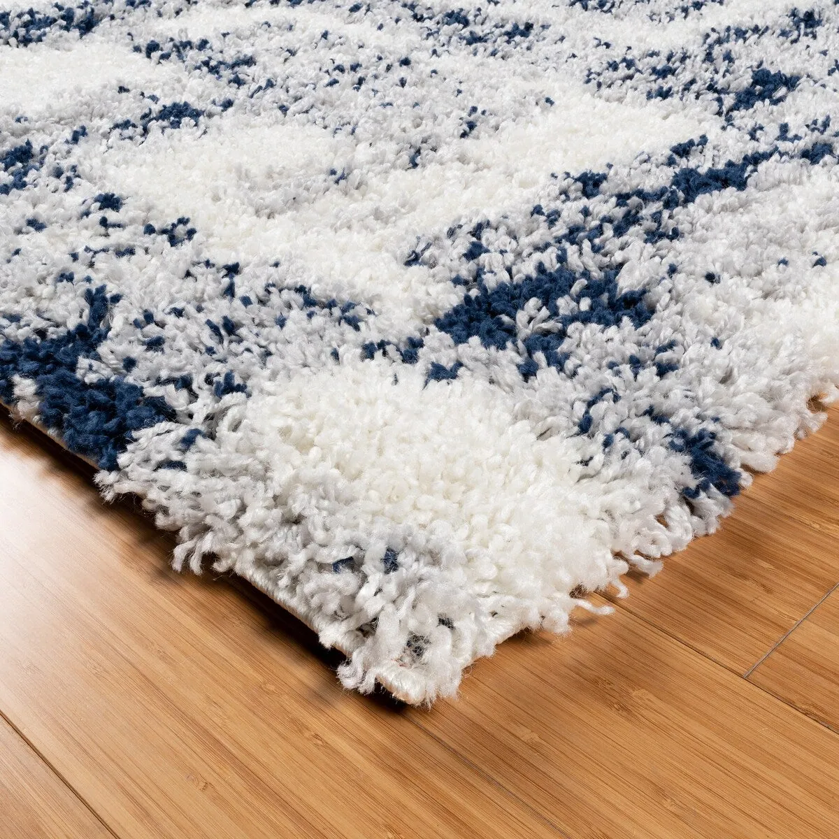 Gertmenian Anjou Abstract Navy Modern Geo Shag Area Rug