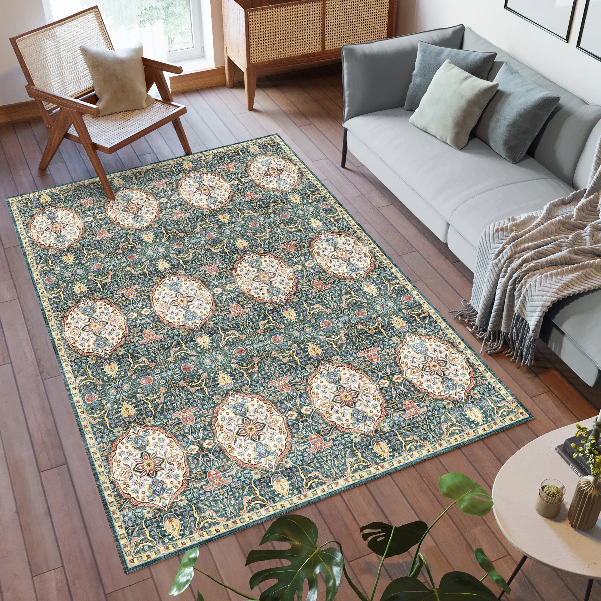 Gertmenian Crystal Print Soft Flat Pile Polyester Slip Resistant Washable Indoor Printed Area Rug Collection