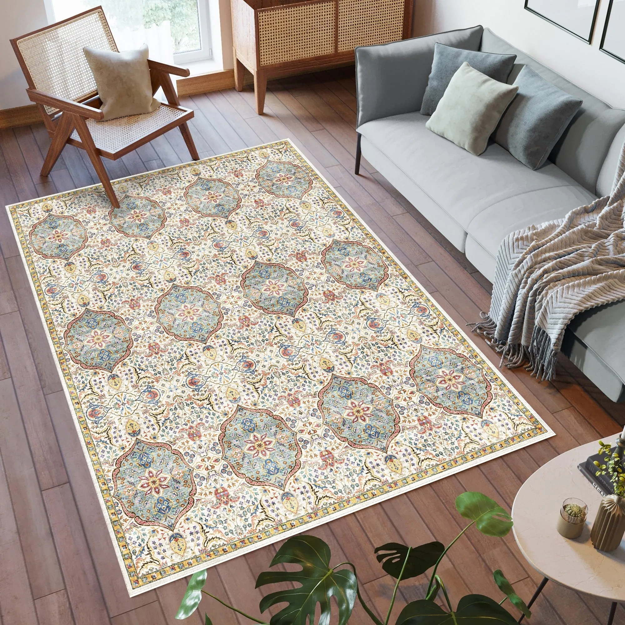 Gertmenian Crystal Print Soft Flat Pile Polyester Slip Resistant Washable Indoor Printed Area Rug Collection