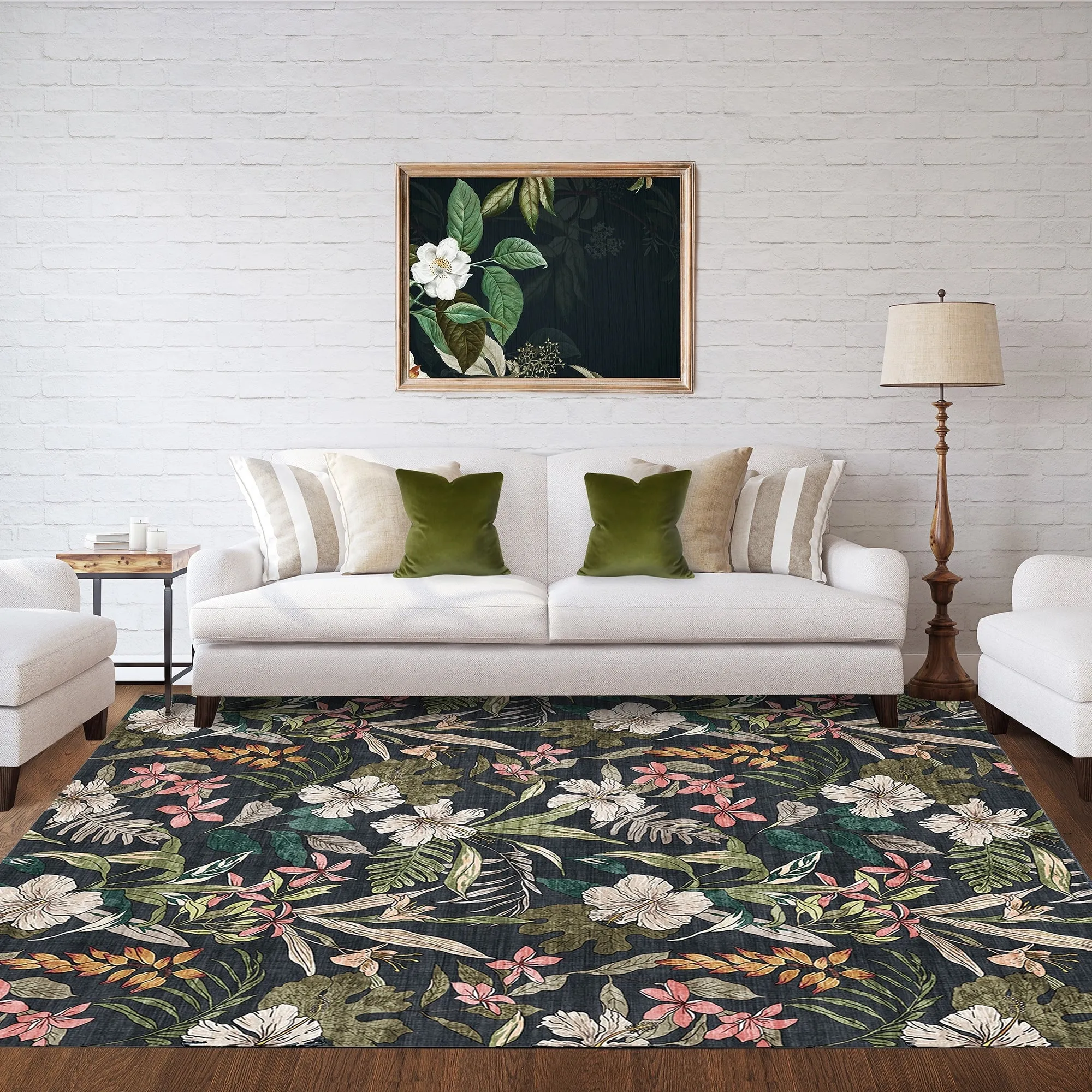 Gertmenian Crystal Print Soft Flat Pile Polyester Slip Resistant Washable Indoor Printed Area Rug Collection