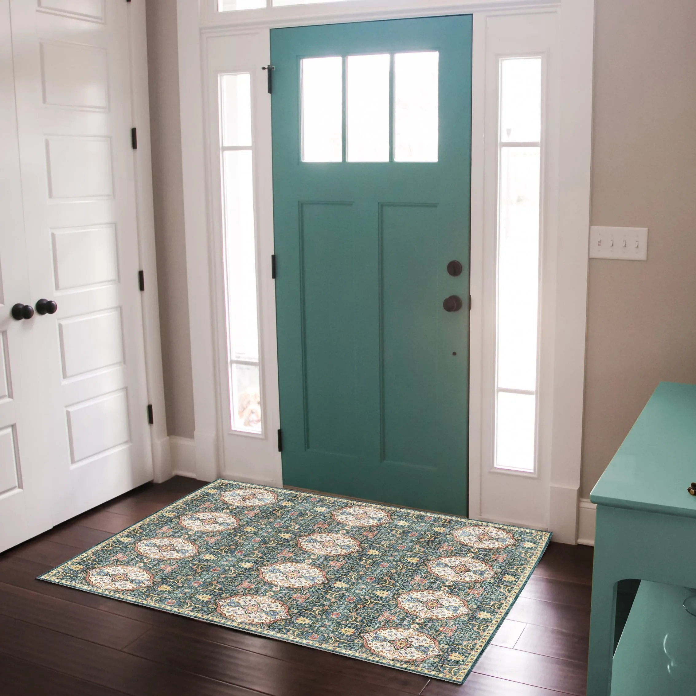 Gertmenian Crystal Print Soft Flat Pile Polyester Slip Resistant Washable Indoor Printed Area Rug Collection