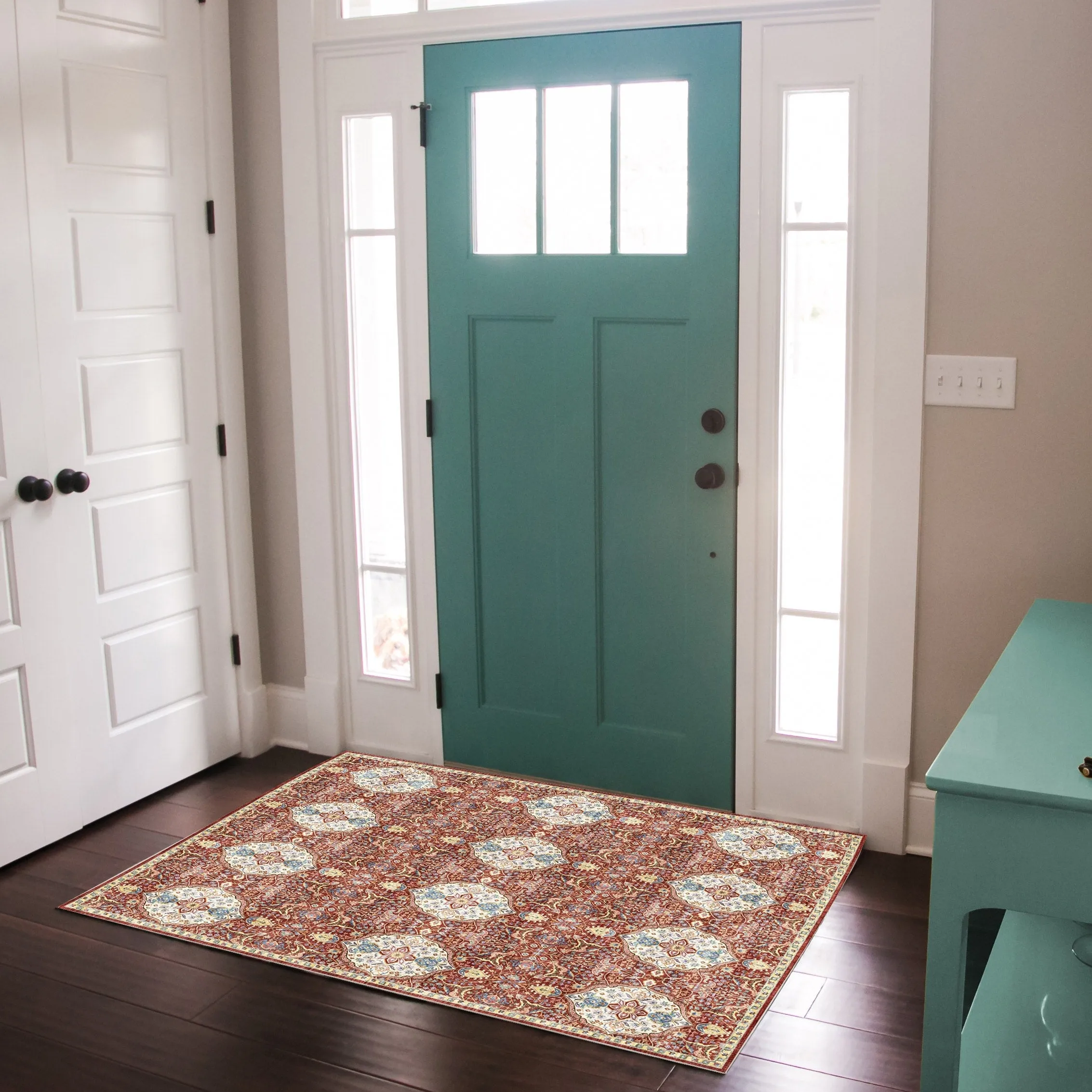 Gertmenian Crystal Print Soft Flat Pile Polyester Slip Resistant Washable Indoor Printed Area Rug Collection