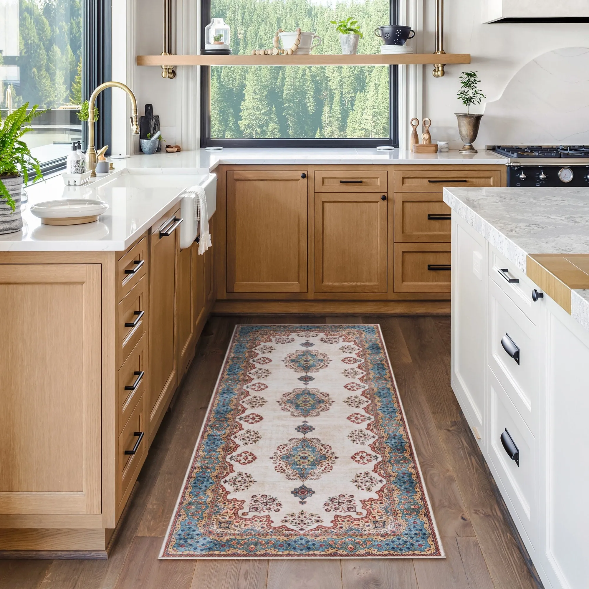 Gertmenian Crystal Print Soft Flat Pile Polyester Slip Resistant Washable Indoor Printed Area Rug Collection