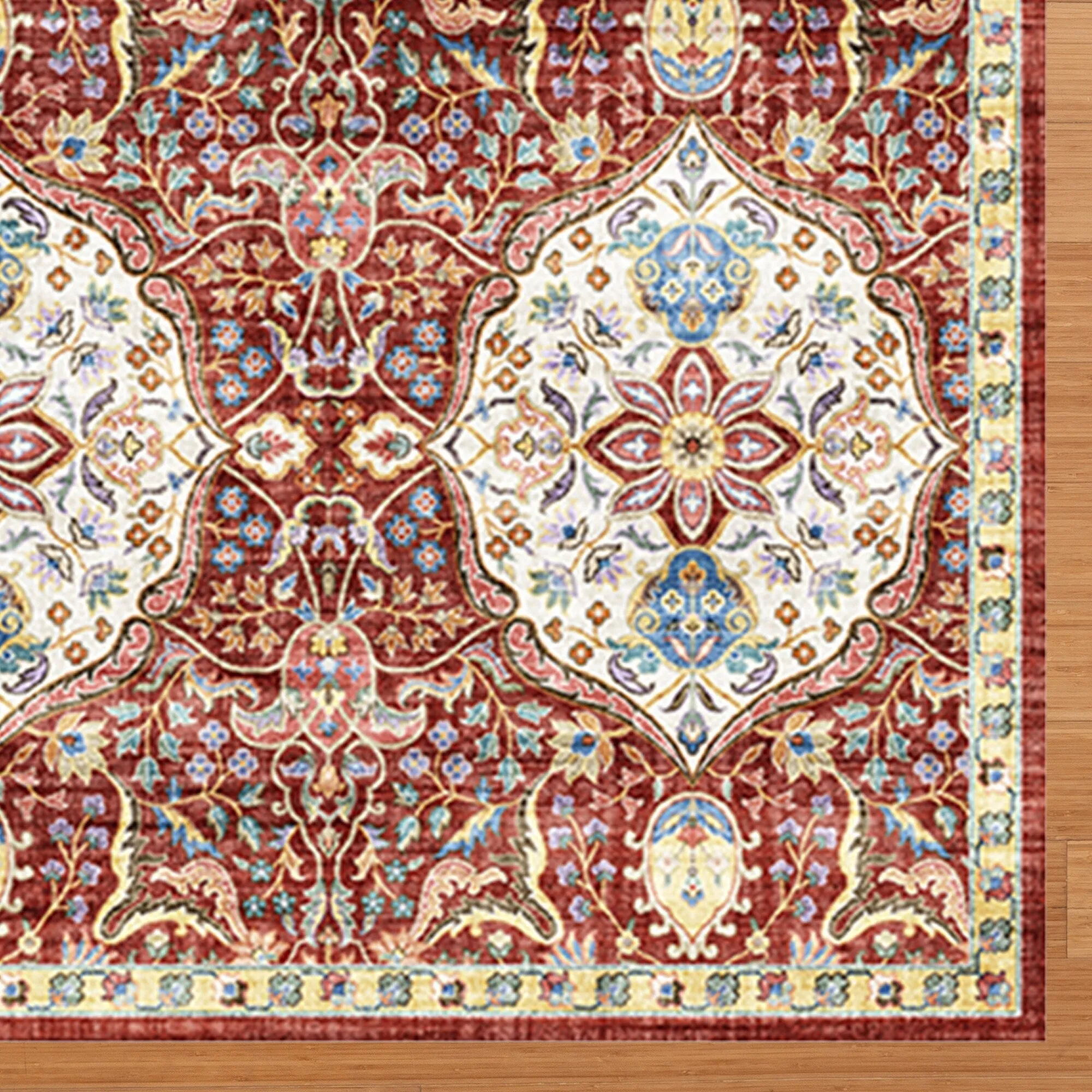 Gertmenian Crystal Print Soft Flat Pile Polyester Slip Resistant Washable Indoor Printed Area Rug Collection