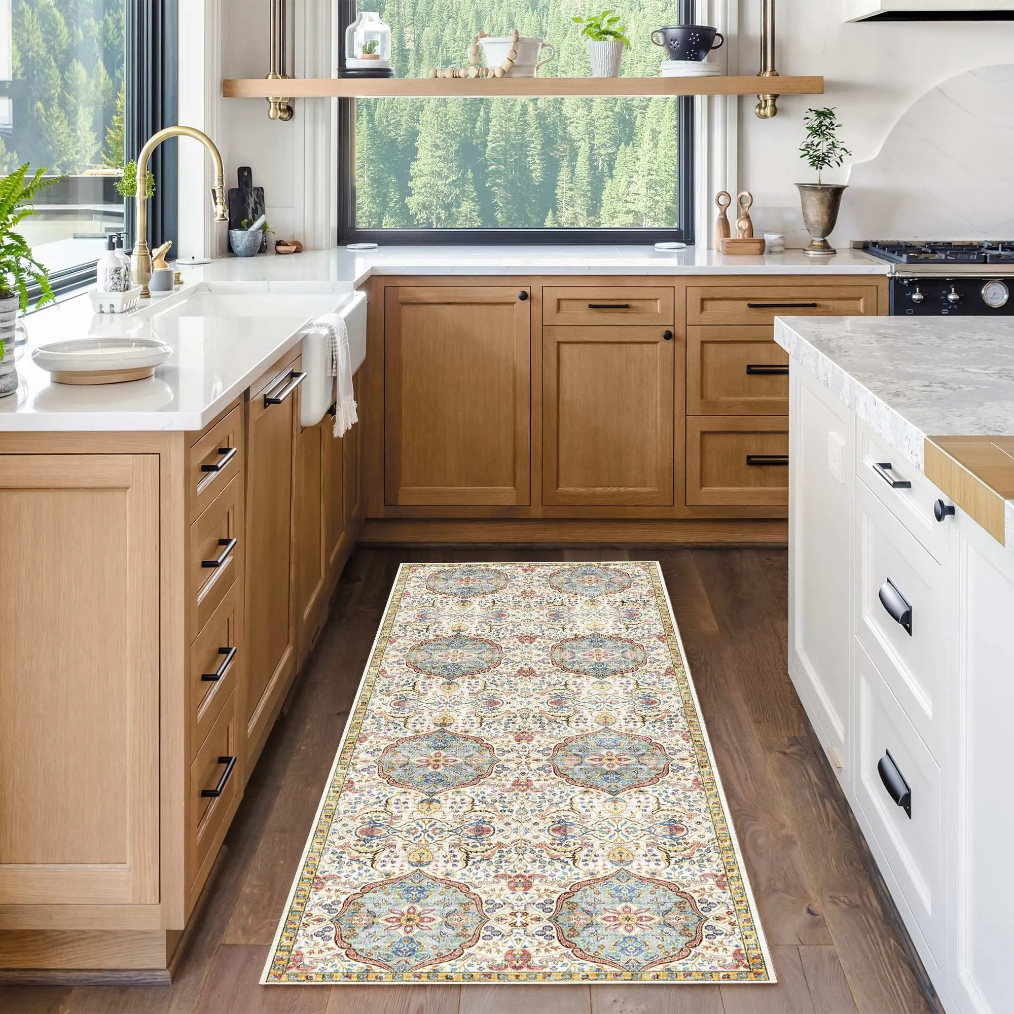 Gertmenian Crystal Print Soft Flat Pile Polyester Slip Resistant Washable Indoor Printed Area Rug Collection