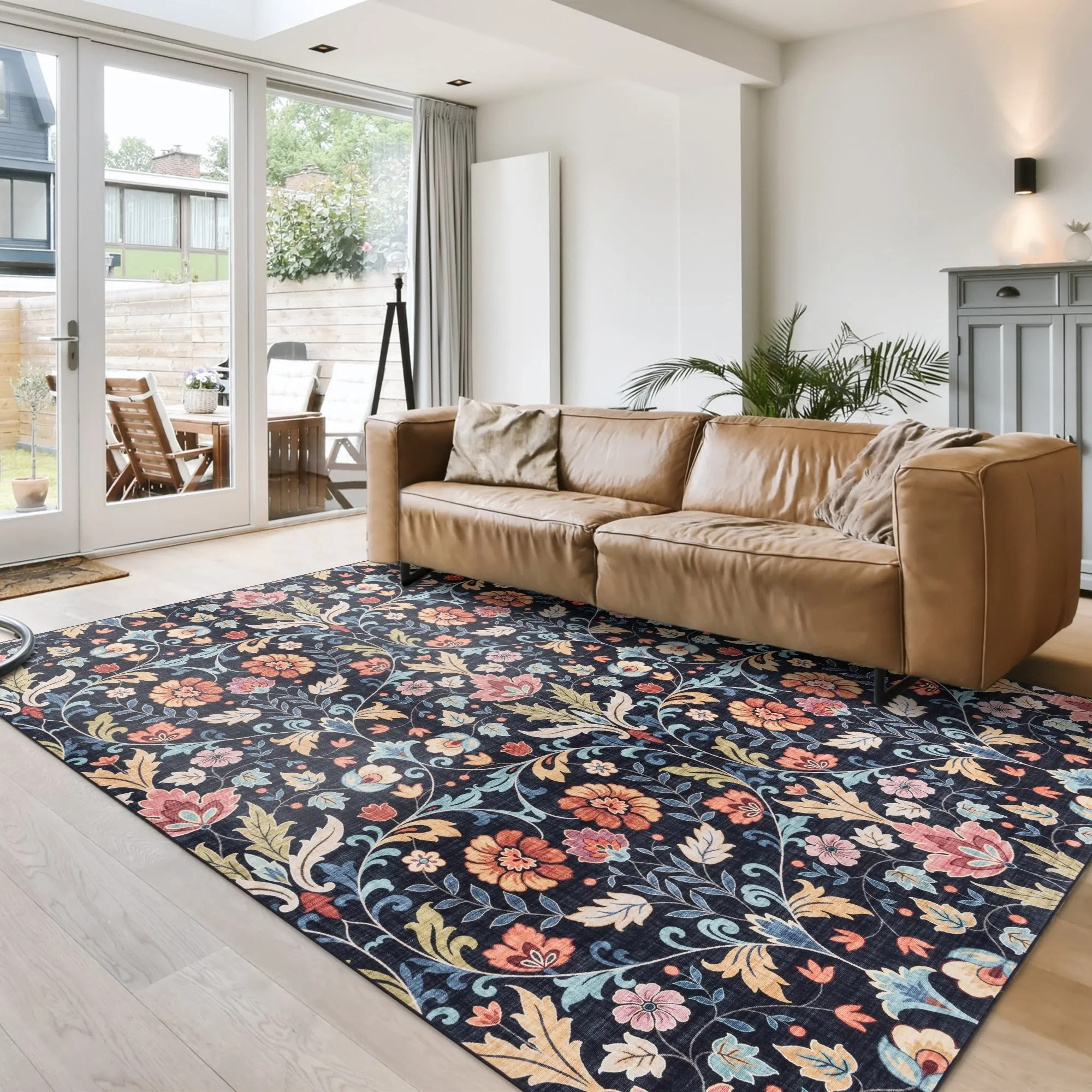 Gertmenian Crystal Print Soft Flat Pile Polyester Slip Resistant Washable Indoor Printed Area Rug Collection
