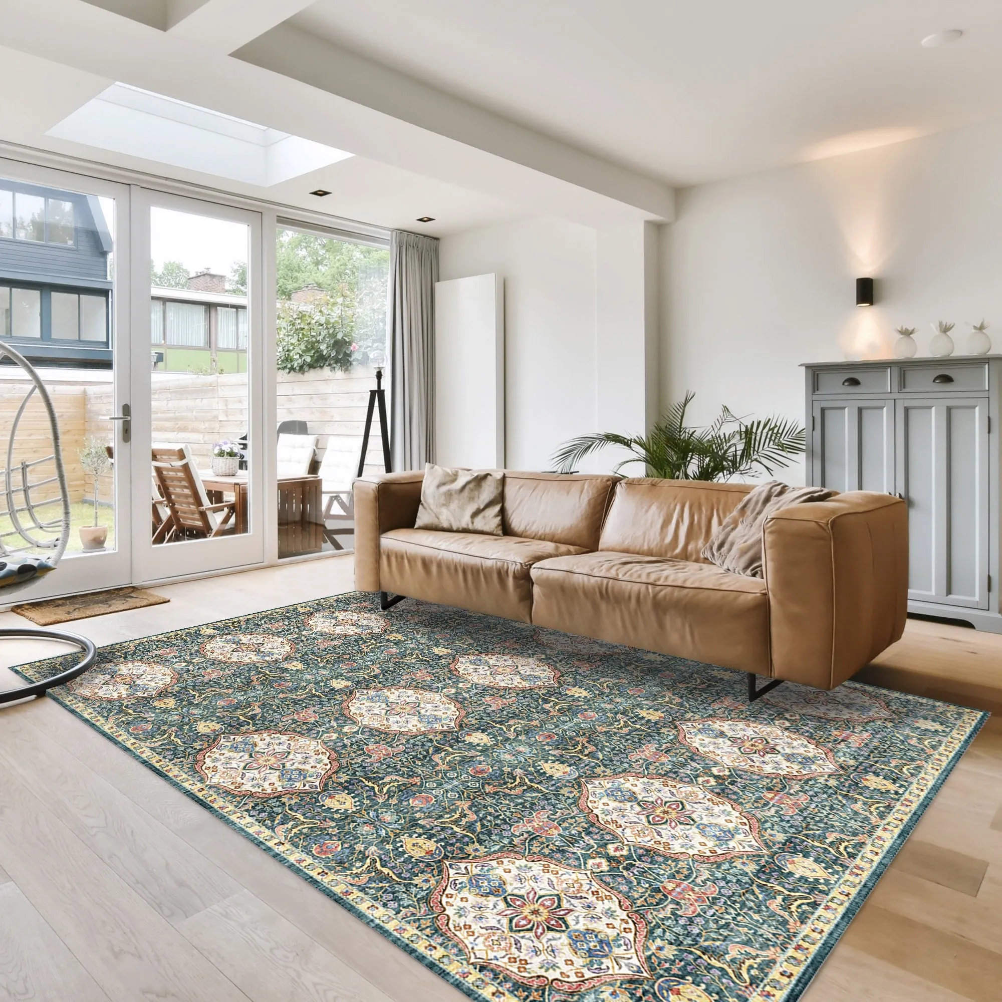 Gertmenian Crystal Print Soft Flat Pile Polyester Slip Resistant Washable Indoor Printed Area Rug Collection