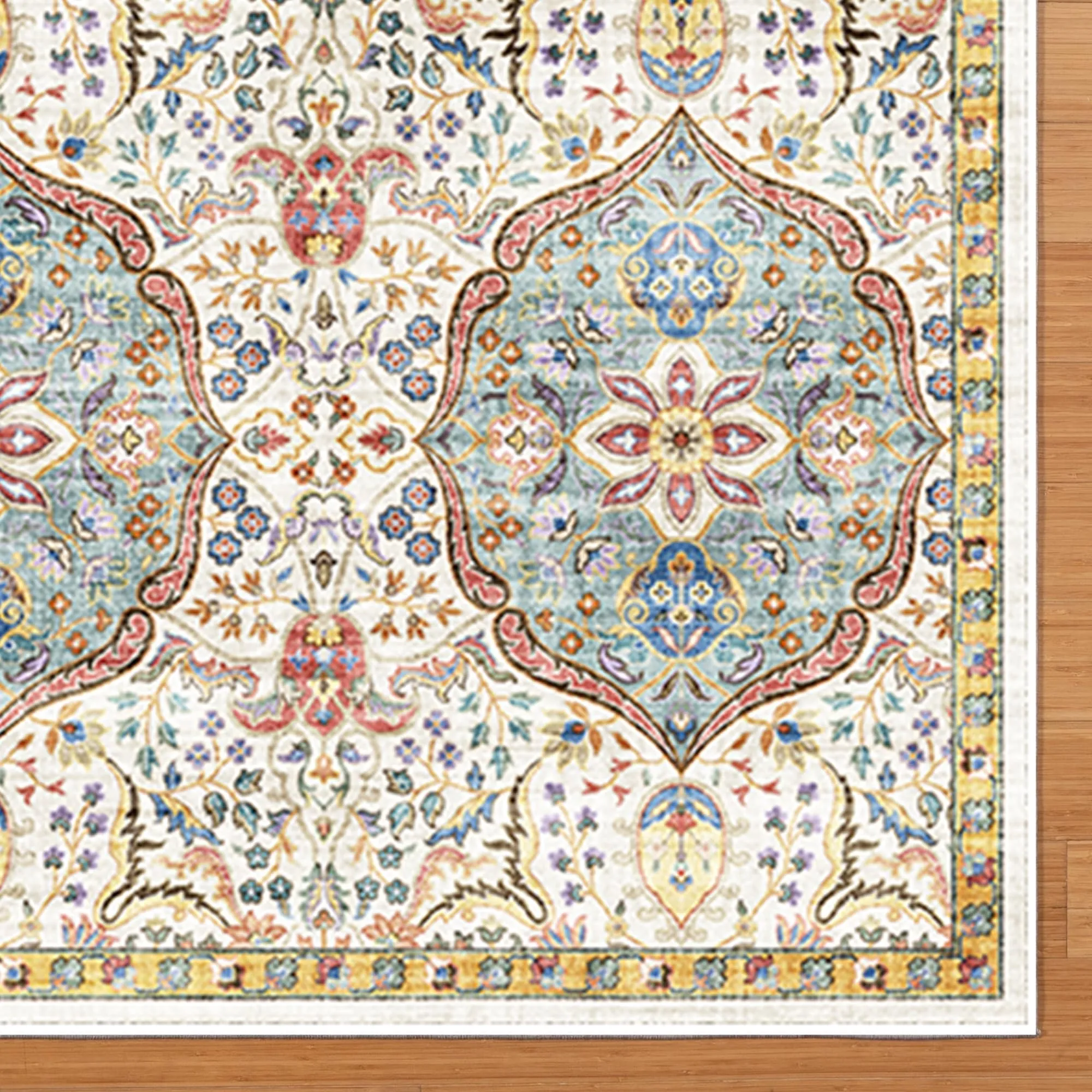 Gertmenian Crystal Print Soft Flat Pile Polyester Slip Resistant Washable Indoor Printed Area Rug Collection