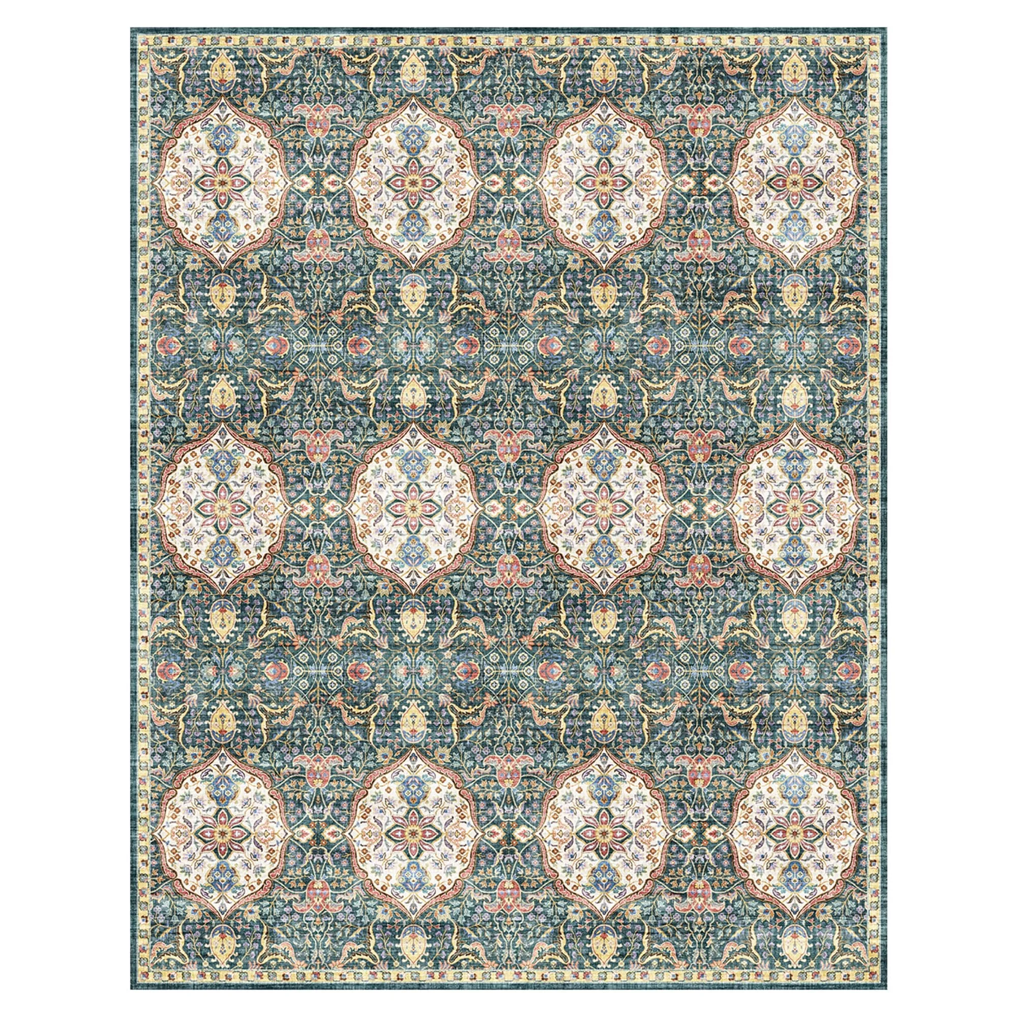 Gertmenian Crystal Print Soft Flat Pile Polyester Slip Resistant Washable Indoor Printed Area Rug Collection